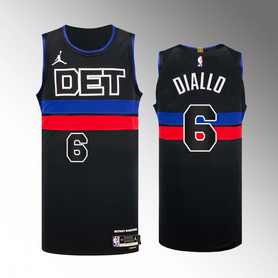 Detroit Pistons #6 Hamidou Diallo Black Jersey 2022-23 Statement Edition