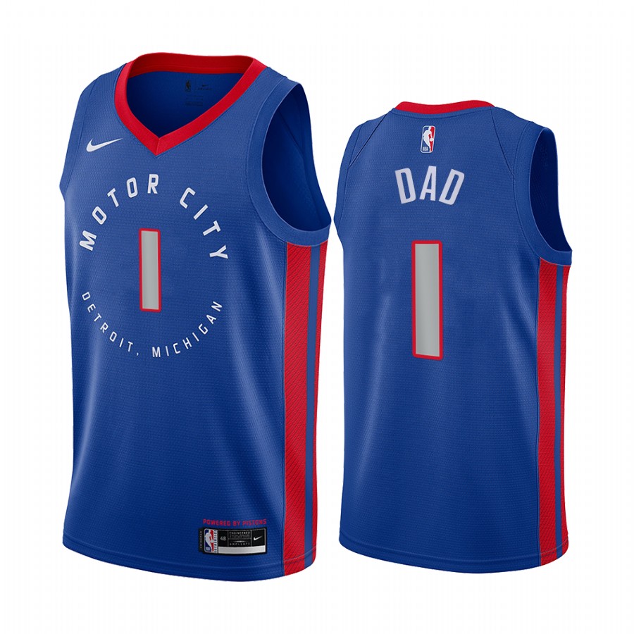 Detroit Pistons 2021 Fathers Day Blue No.1 Dad Jersey