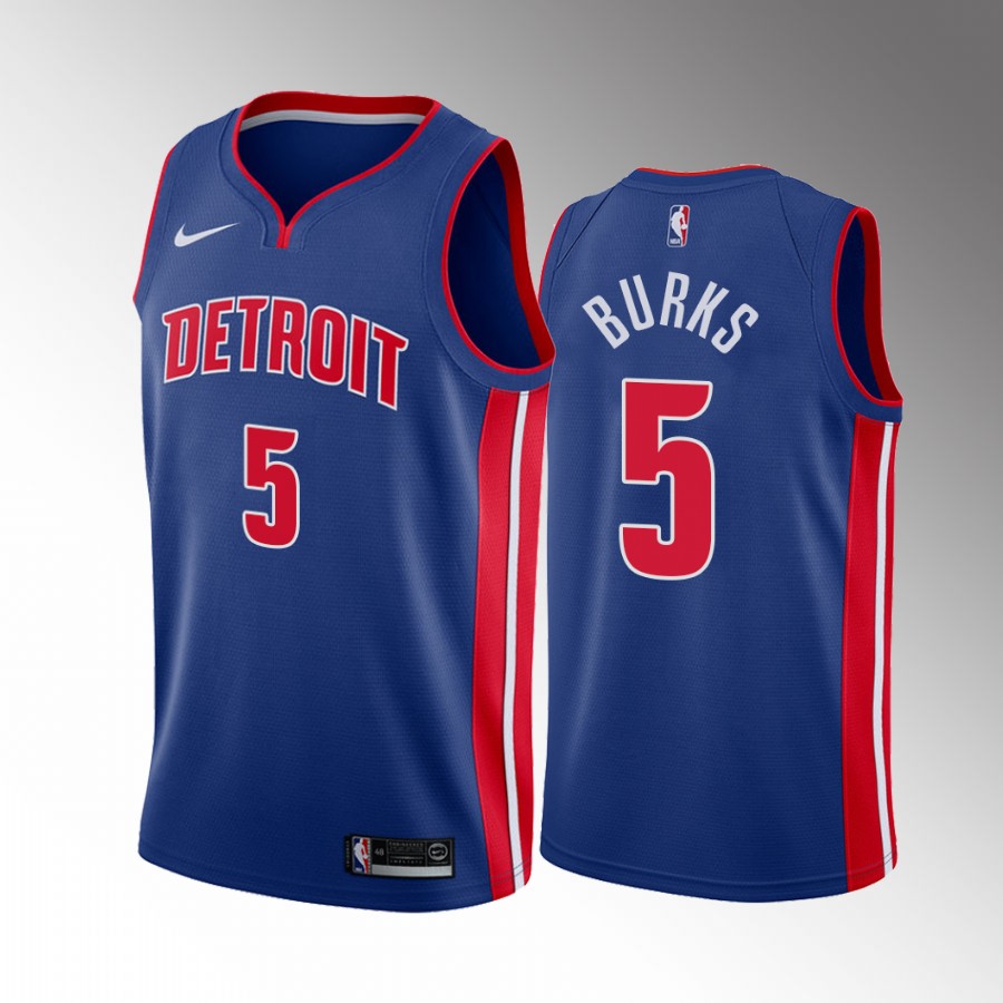 Detroit Pistons Alec Burks #5 Icon Edition Blue Jersey