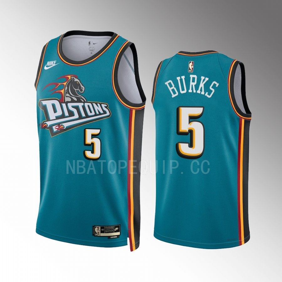 Detroit Pistons Alec Burks 2022-23 Classic Edition Teal #5 Jersey Swingman