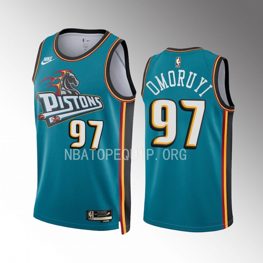 Detroit Pistons Eugene Omoruyi 2022-23 Classic Edition Teal #97 Jersey Swingman