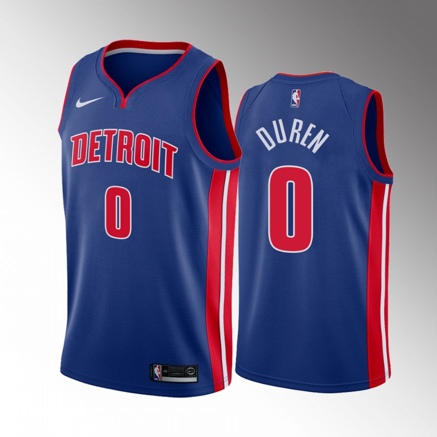 Detroit Pistons Jalen Duren 2022 NBA Draft #0 Blue Jersey Icon Edition Memphis Tigers