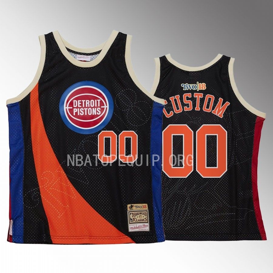 Detroit Pistons My Towns Two Custom Black #00 Jersey Hardwood Classics