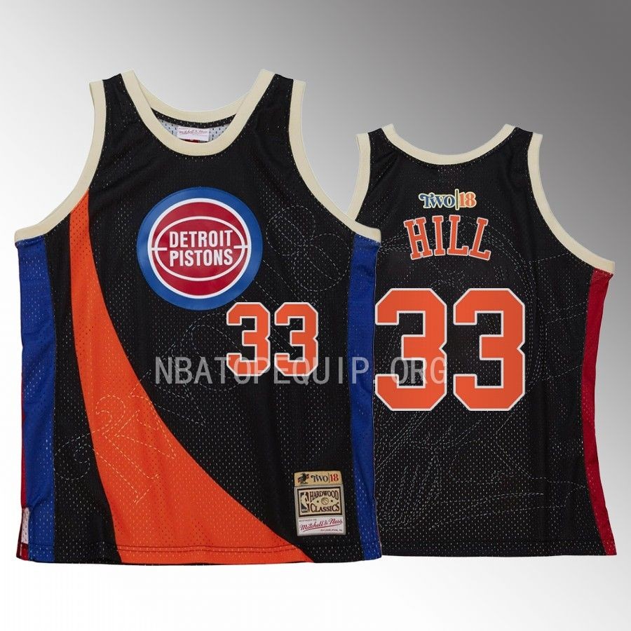 Detroit Pistons My Towns Two Grant Hill Black #33 Jersey Hardwood Classics