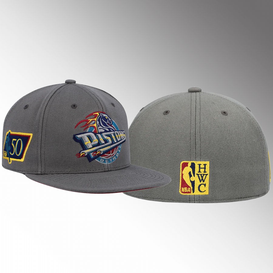 Detroit Pistons NBA 35th Anniversary Charcoal Carbon Cabernet Fitted Hat
