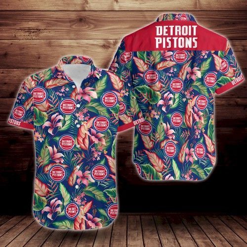 Detroit Pistons Tropical Flower Hawaiian Shirt