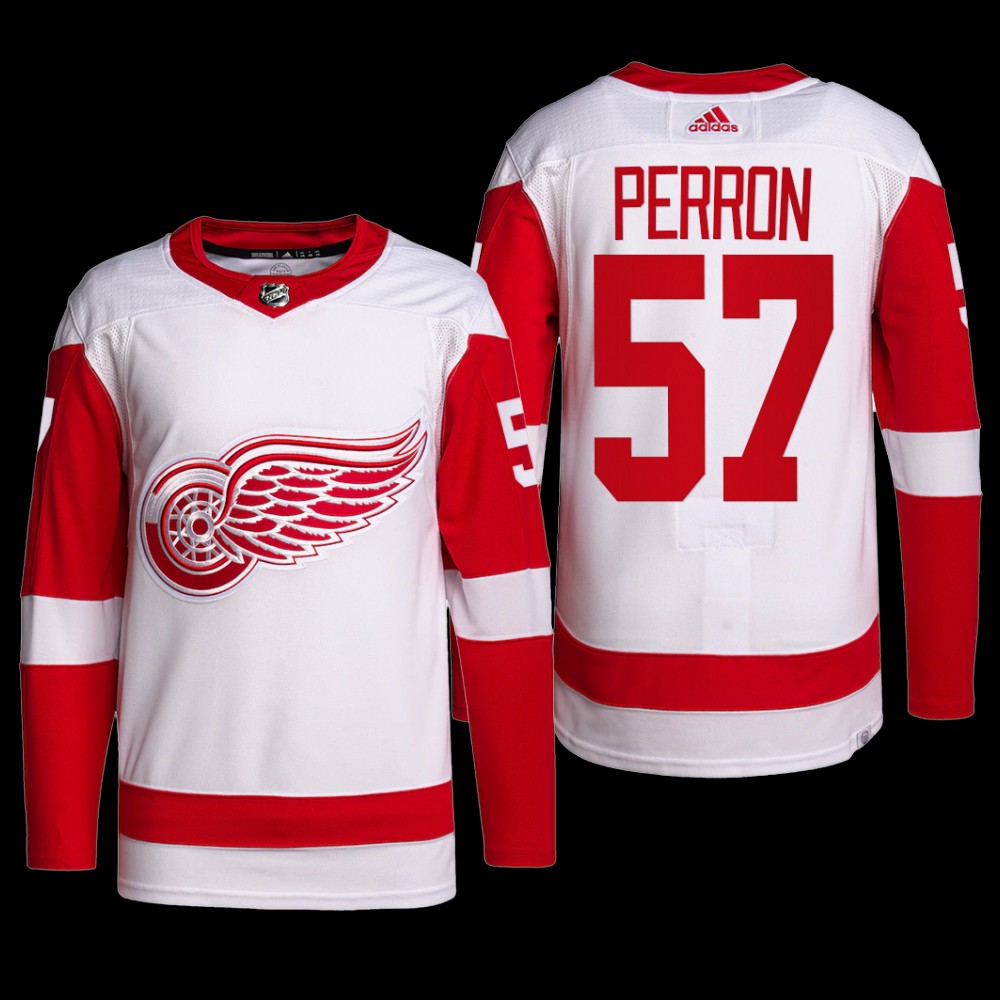 Detroit Red Wings 2022 Primegreen Jersey David Perron White #57 Away Uniform