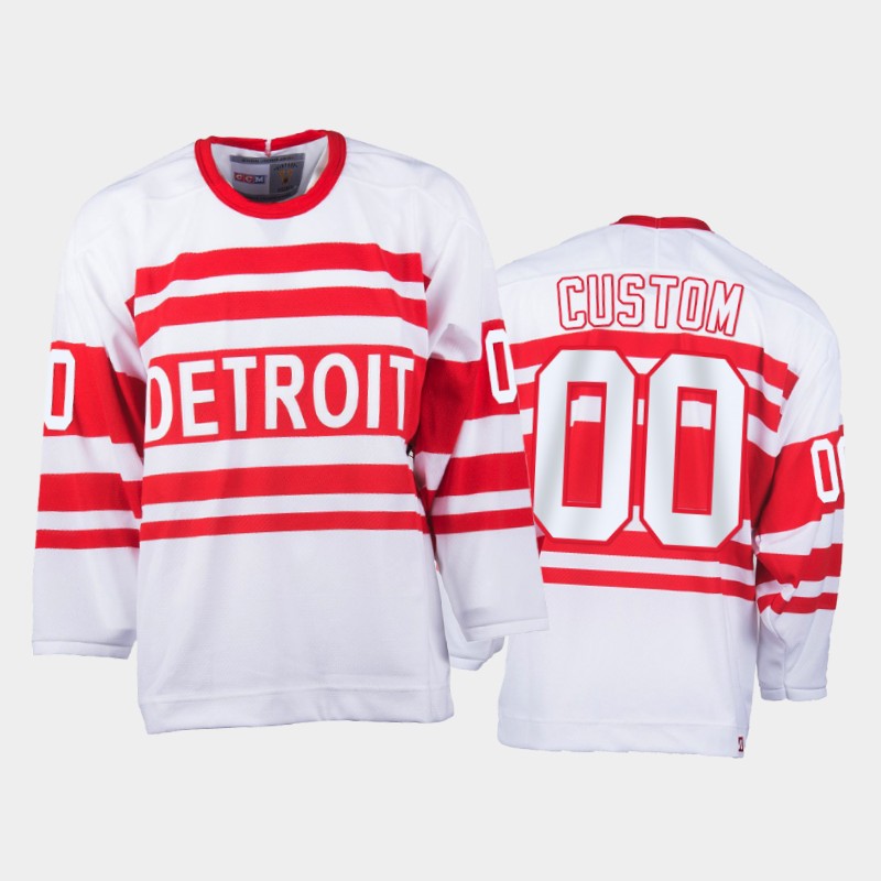 Detroit Red Wings Custom #00 Heritage White Throwback Jersey