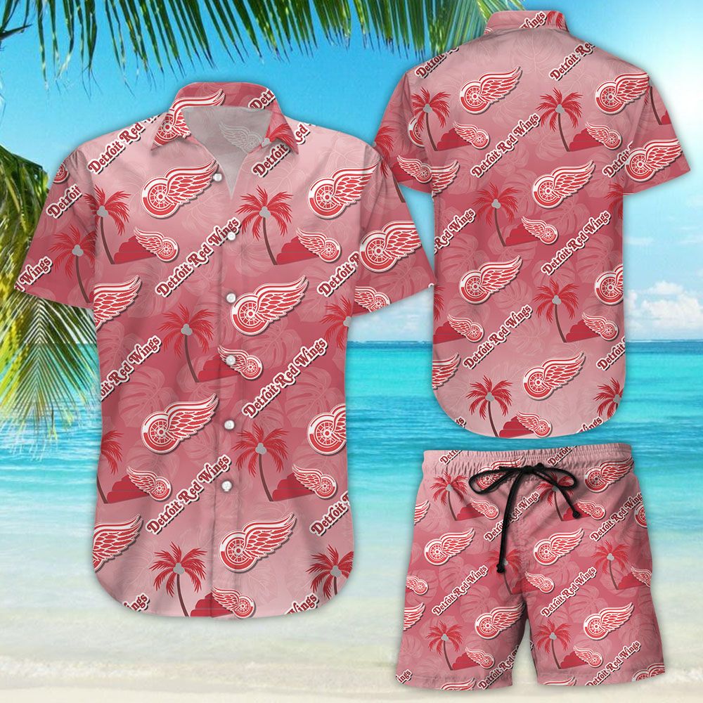 Detroit Red Wings Hawaiian Aloha Shirt Hawaiians Beach Shirt