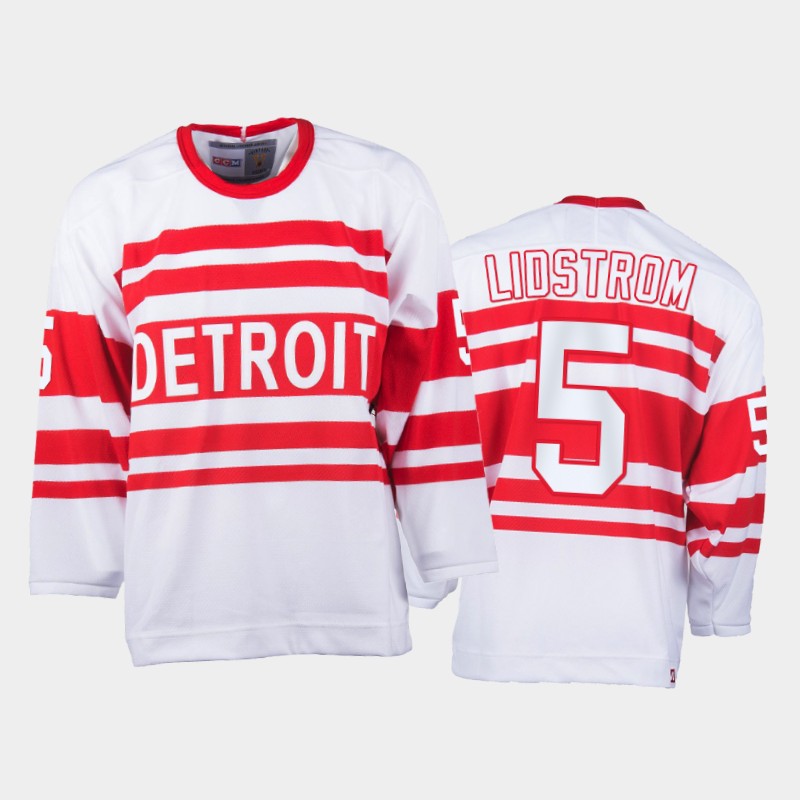 Detroit Red Wings Nicklas Lidstrom #5 Heritage White Throwback Jersey