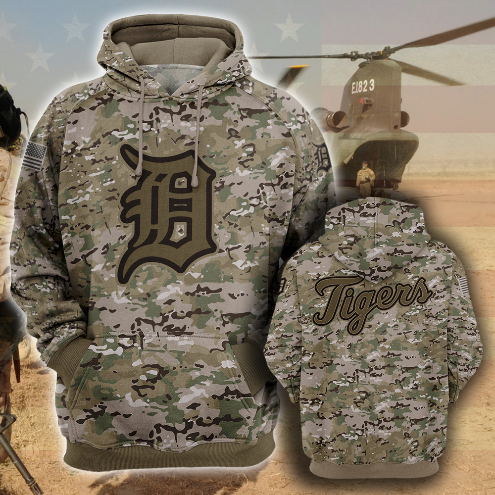 Detroit Tigers- All Over Prints 3D Hoodie – Camo Style