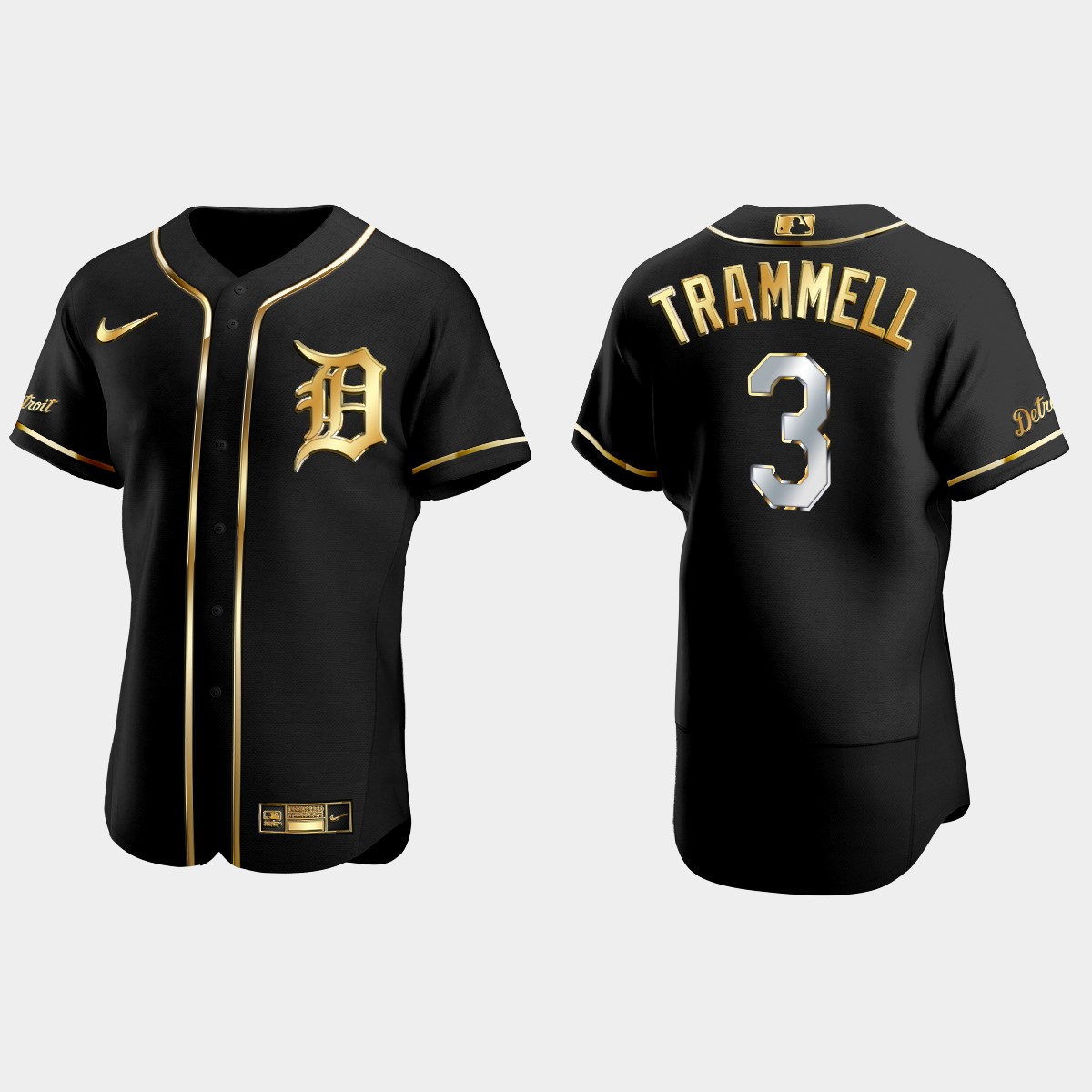 Detroit Tigers #3 Alan Trammell Golden Edition Jersey – Black