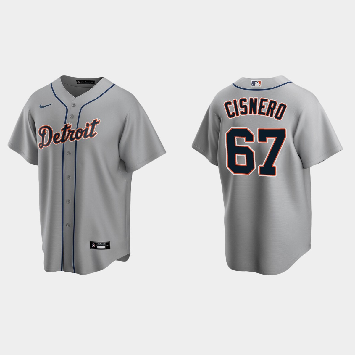 Detroit Tigers #67 Jose Cisnero Road Jersey - Gray