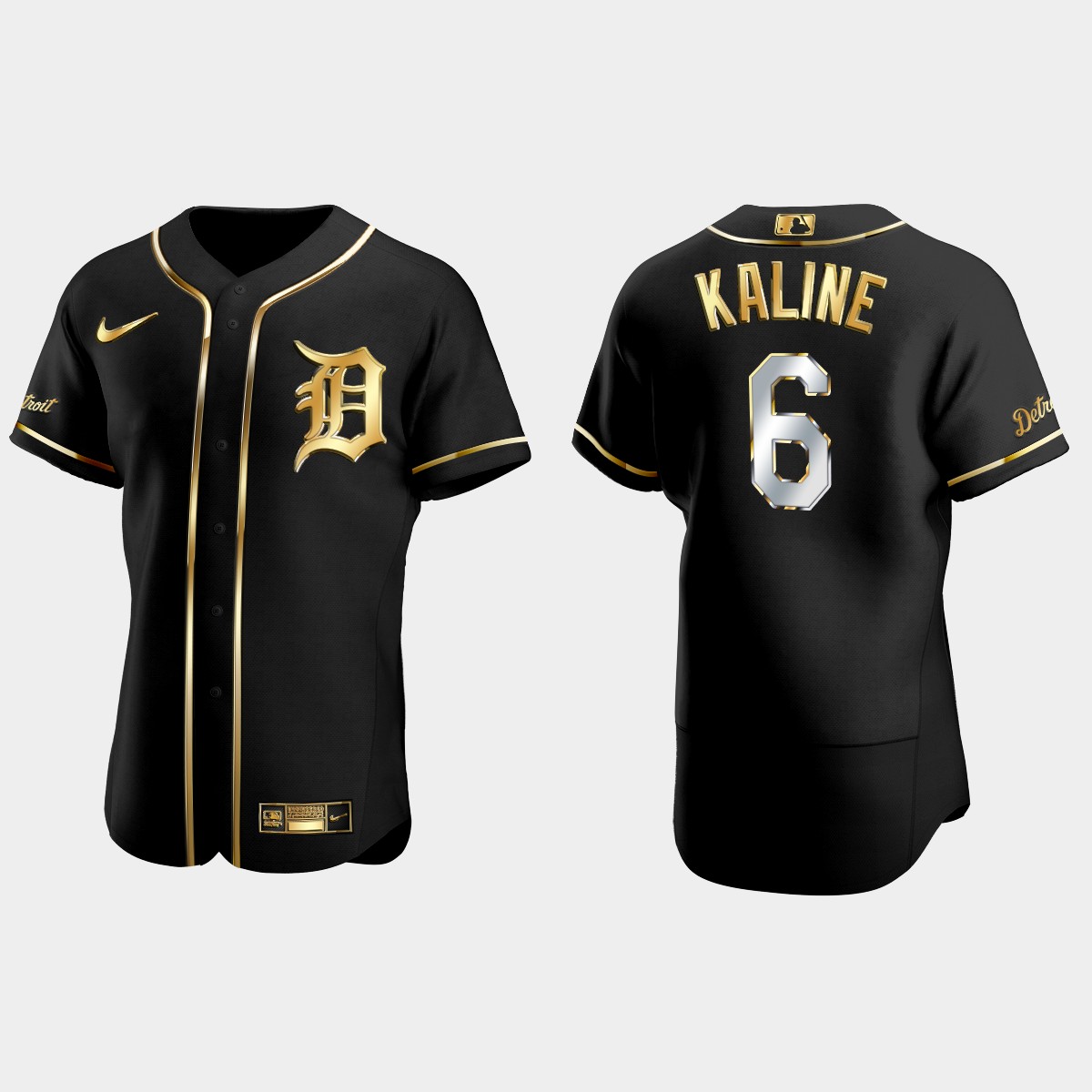 Detroit Tigers #6 Al Kaline Golden Edition Jersey – Black