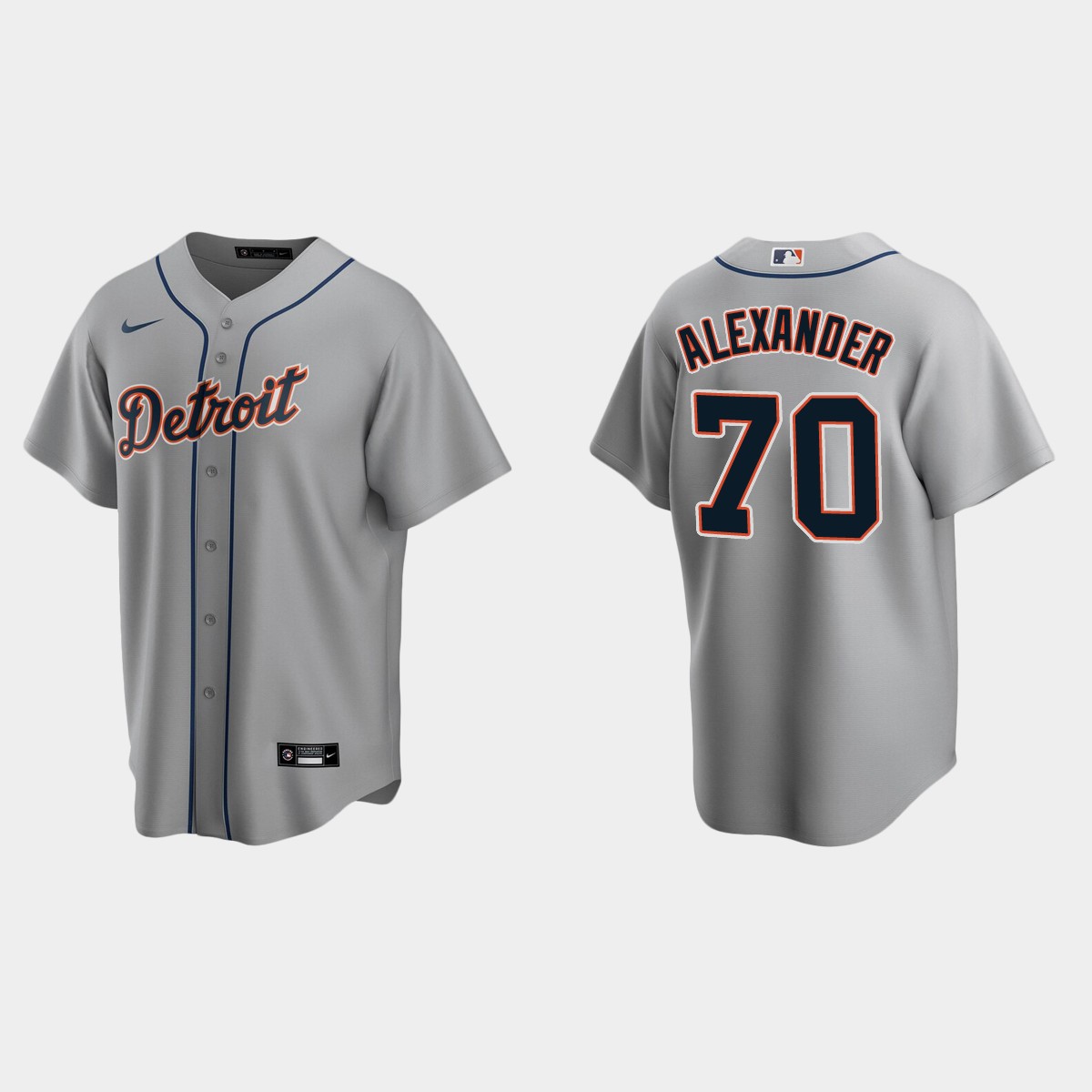 Detroit Tigers #70 Tyler Alexander Road Jersey – Gray