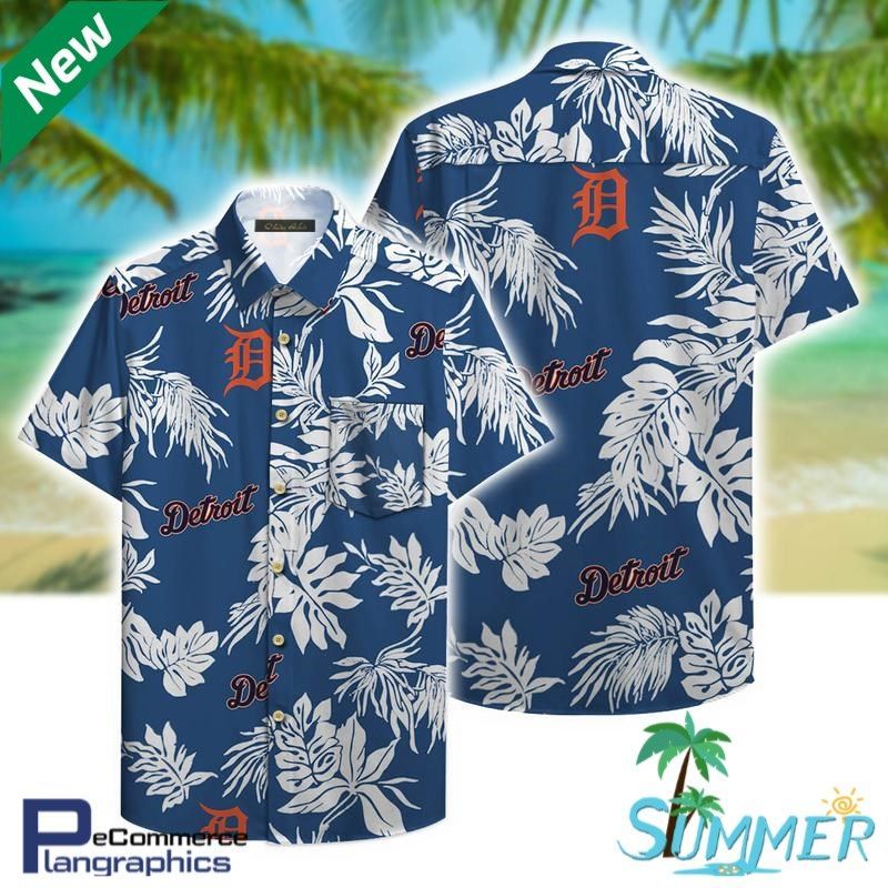 Detroit Tigers Aloha Pattern Hawaiian Aloha Shirt Hawaiian Beach Shirt
