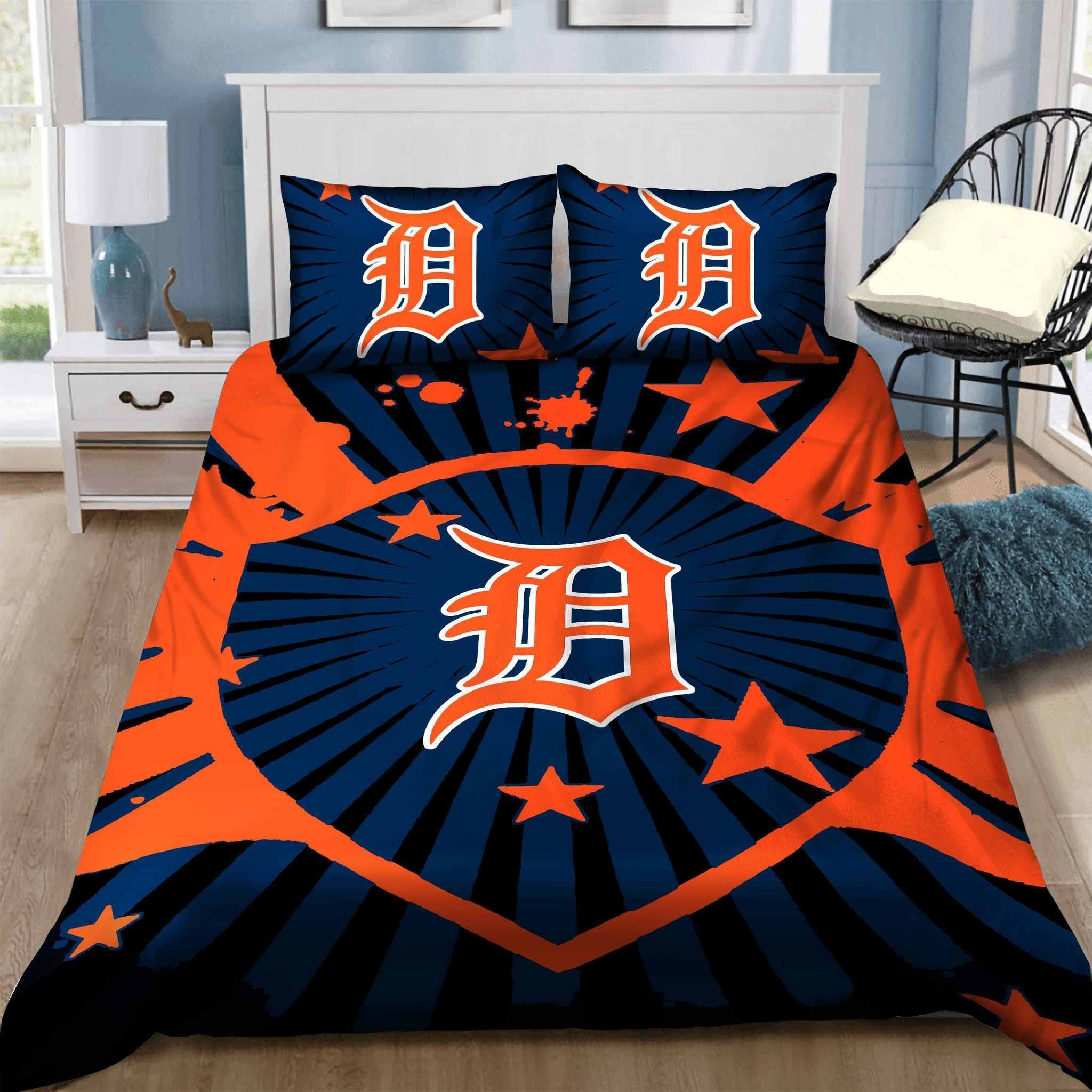 Detroit Tigers Bedding Set Sleepy (Duvet Cover And Pillow Cases)