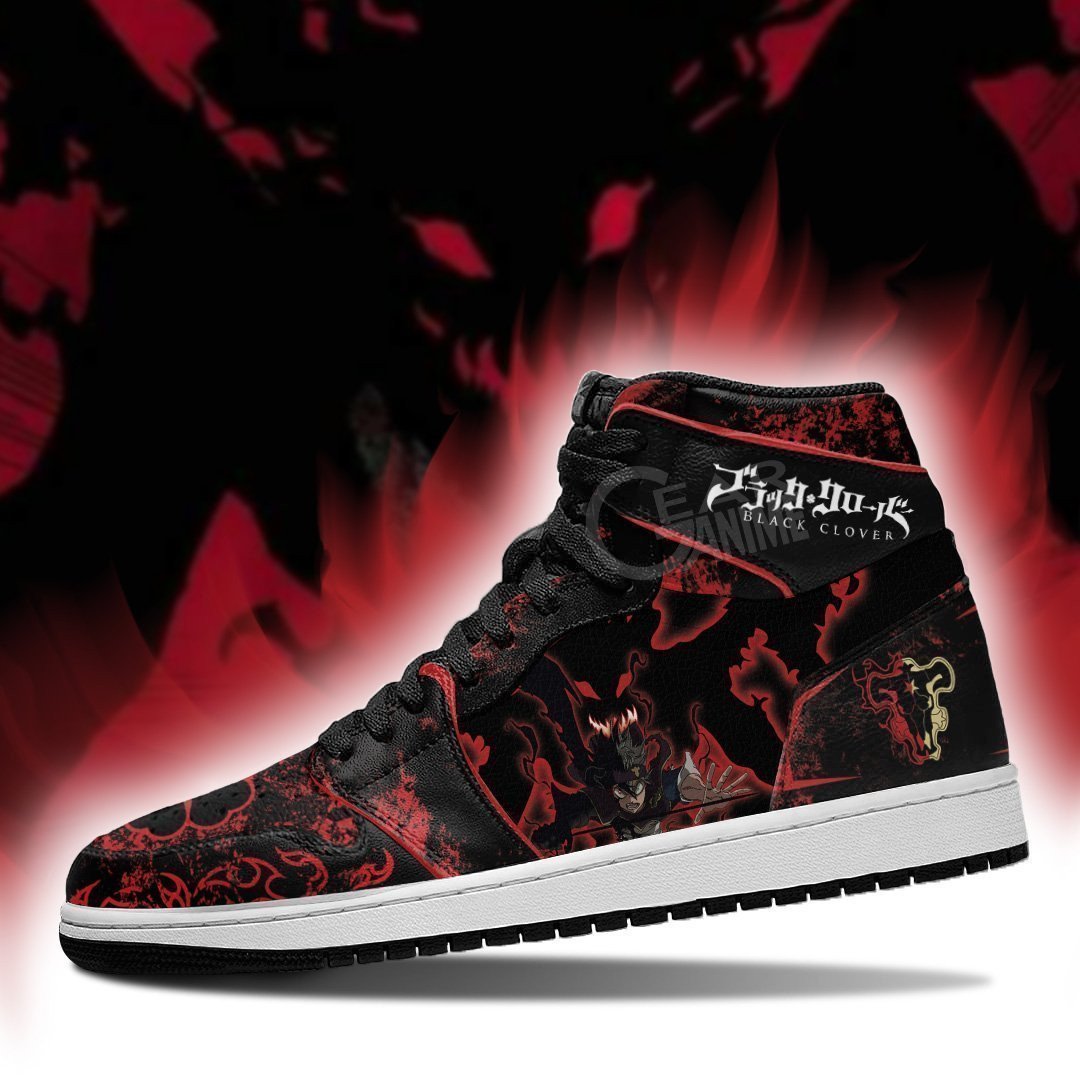 Devil Black Asta JD1s Sneakers Black Clover Anime Shoes, Air Jordan Hightop