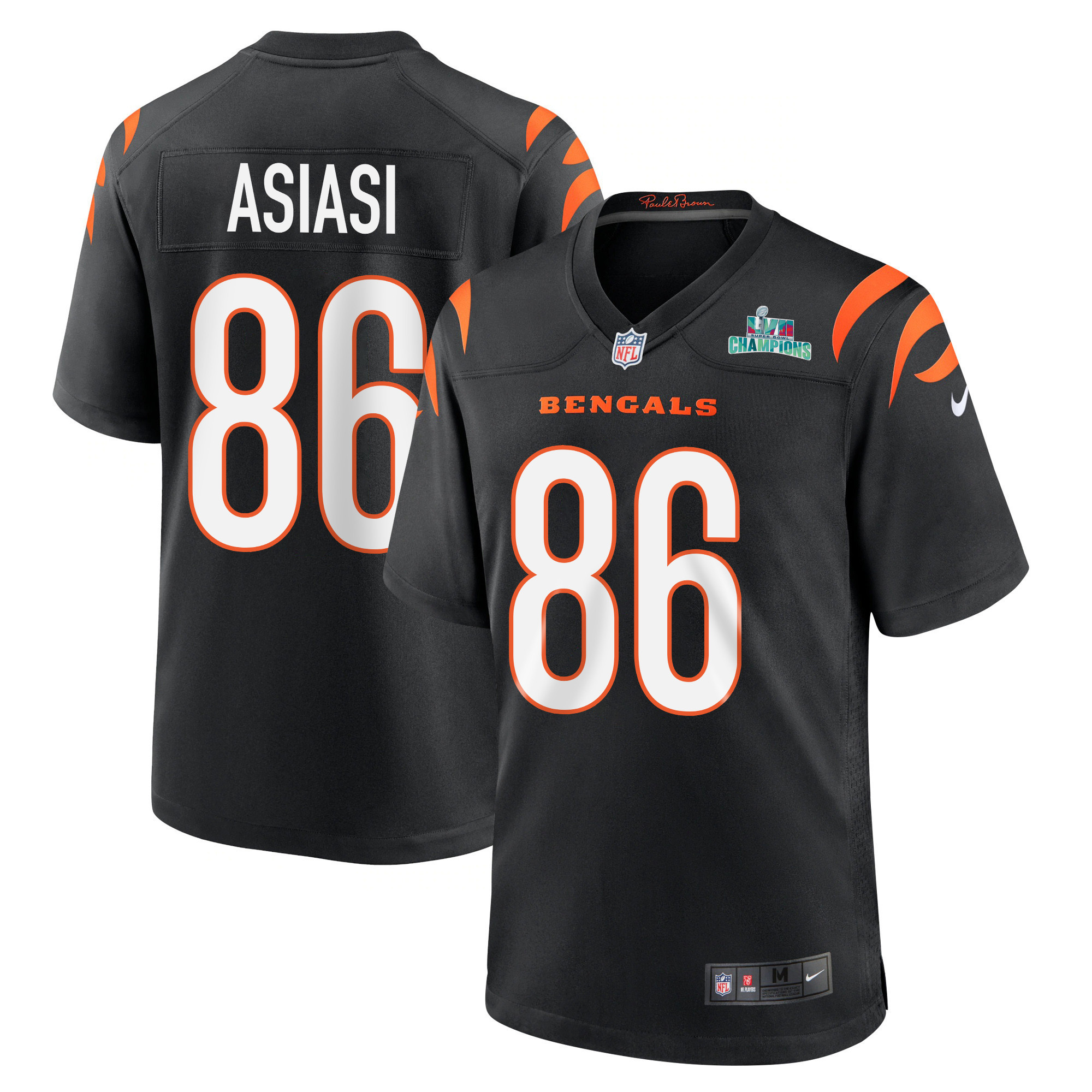 Devin Asiasi 86 Cincinnati Bengals Super Bowl LVII Champions Men Game Stitched Jersey – Black