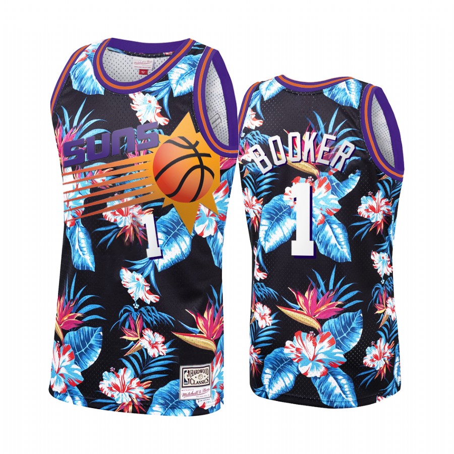Devin Booker #1 Phoenix Suns Black Floral Fashion Jersey