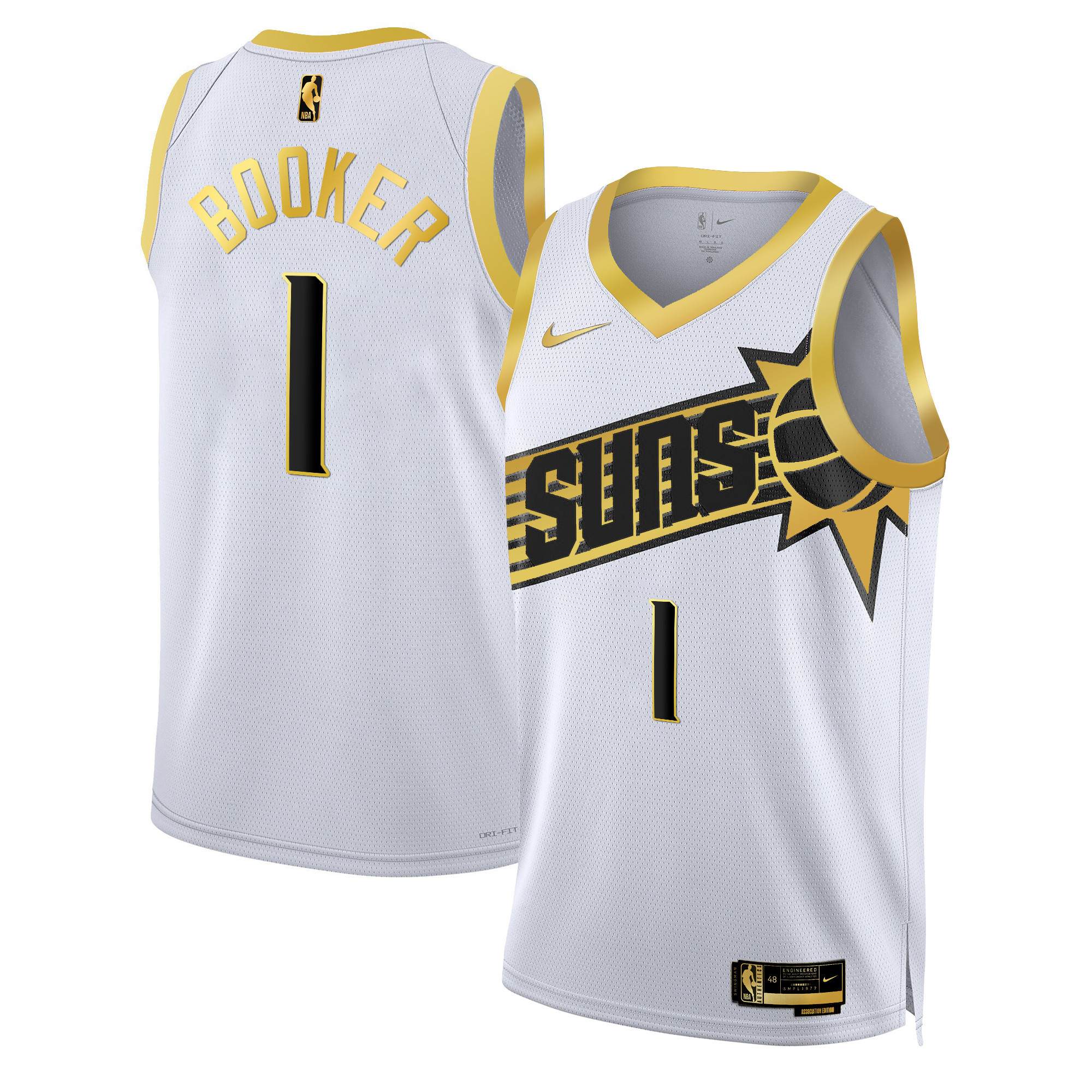 Devin Booker Men's Phoenix Suns Swingman White Gold Jersey - All Stitched