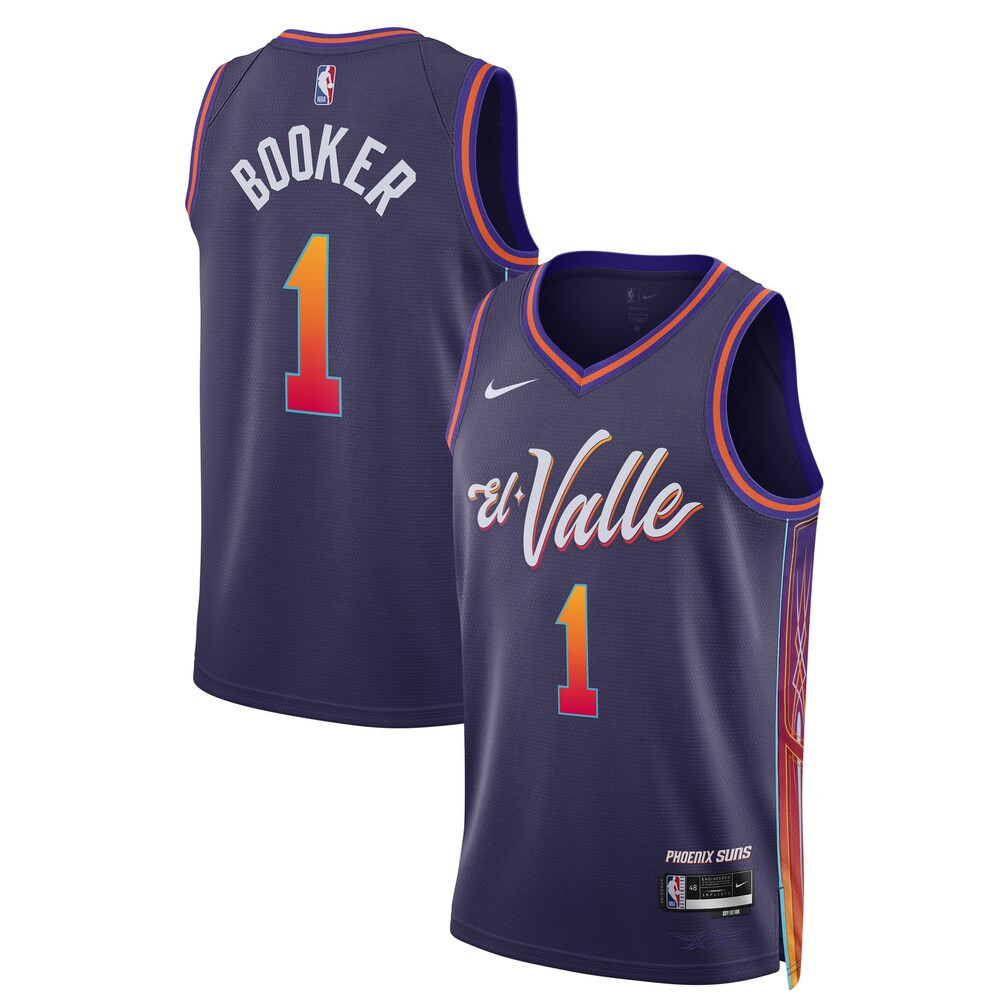Devin Booker Phoenix Suns 2024 City Edition El Valle Purple Jersey - All Stitched