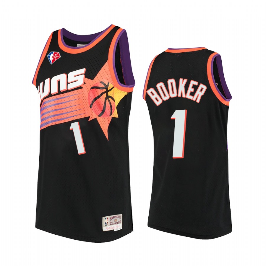 Devin Booker Phoenix Suns 75th Anniversary Logo Black #1 Jersey Throwback