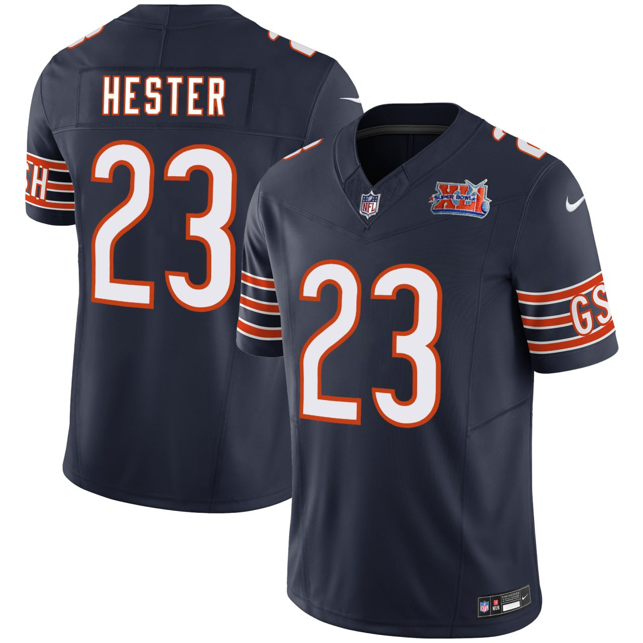 Devin Hester Chicago Bears GSH Navy Super Bowl Patch Navy Jersey - All Stitched 