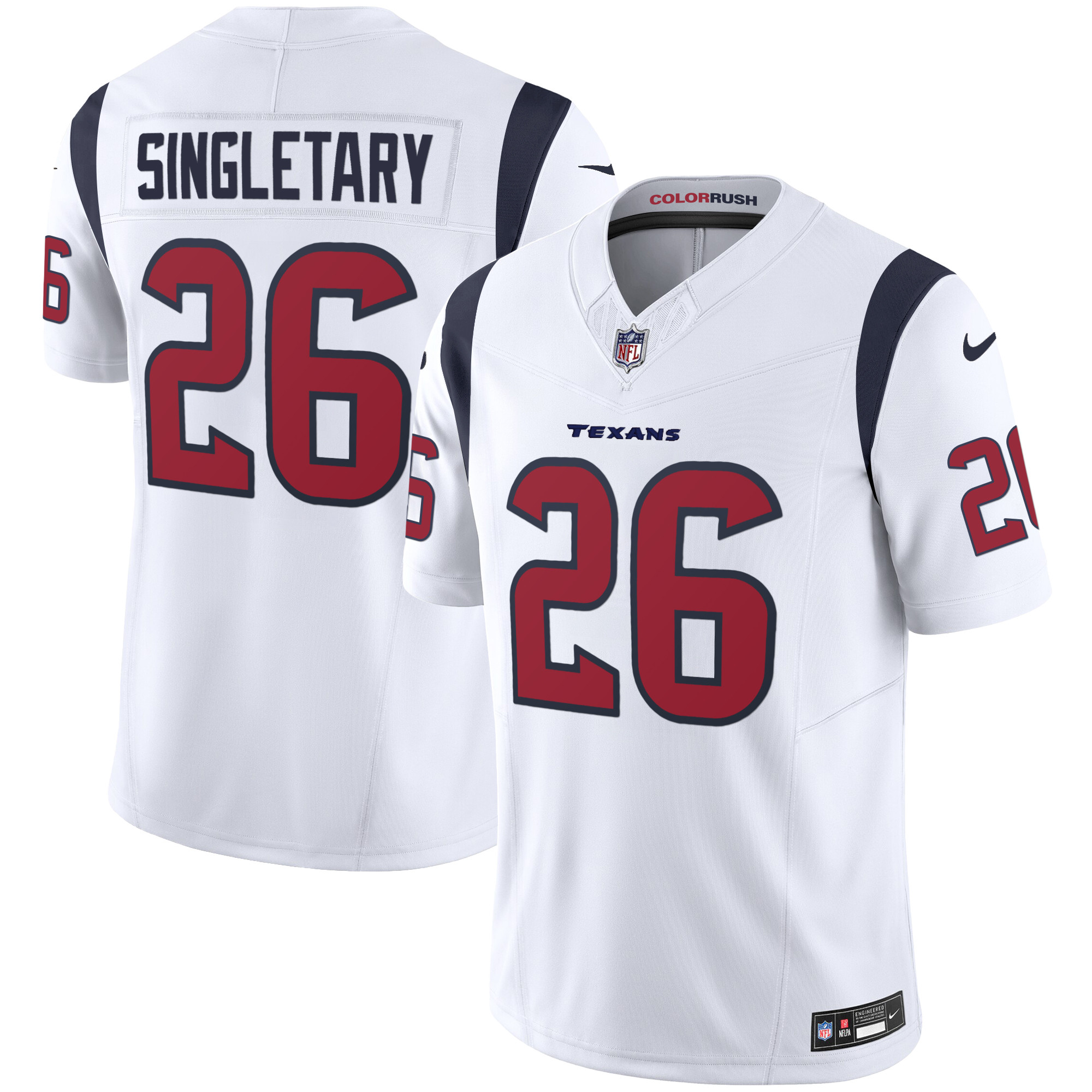 Devin Singletary Men's Houston Texans Color Rush Legend Vapor White Jersey - All Stitched 