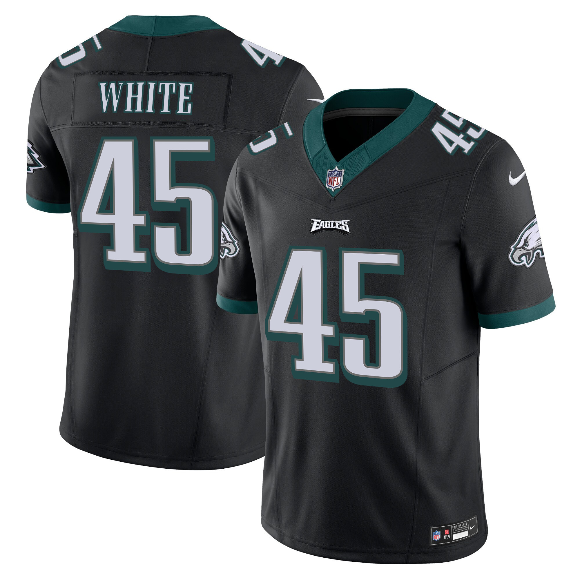 Devin White Men's Philadelphia Eagles Vapor Limited V2 Black Jersey - All Stitched