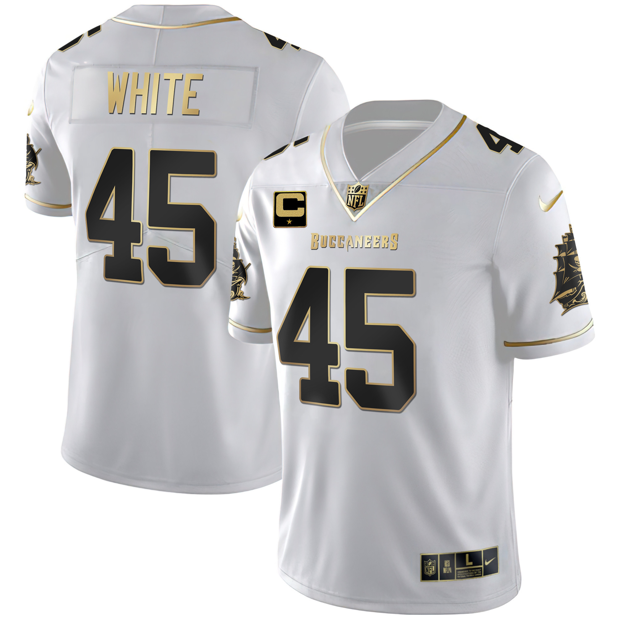 Devin White Men's Tampa Bay Buccaneers Gold Vapor White Gold Jersey - All Stitched 