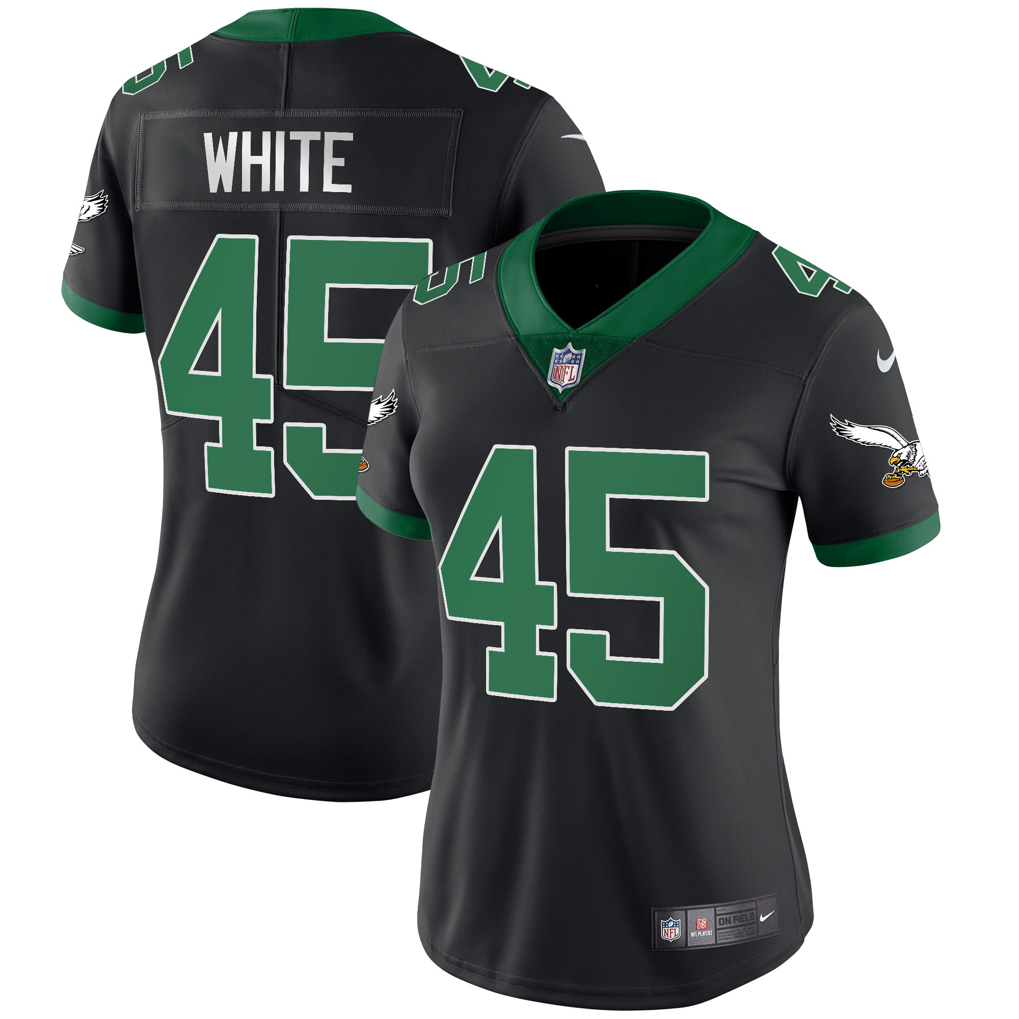 Devin White Women's Philadelphia Eagles Throwback Kelly Vapor Limited V2 Kelly Black Jersey - All Stitched
