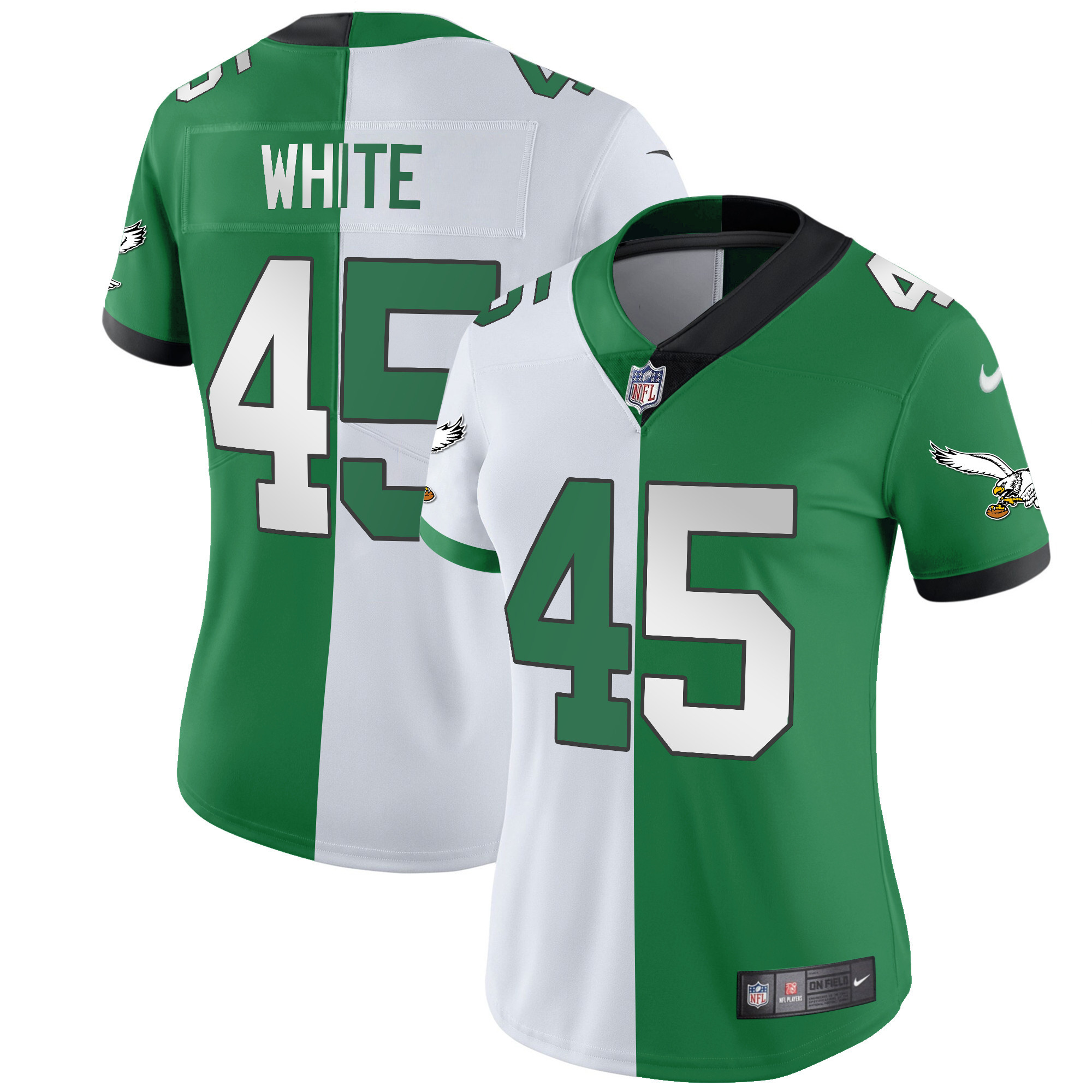Devin White Women's Philadelphia Eagles Throwback Kelly Vapor Limited V2 Split Jersey - All Stitched