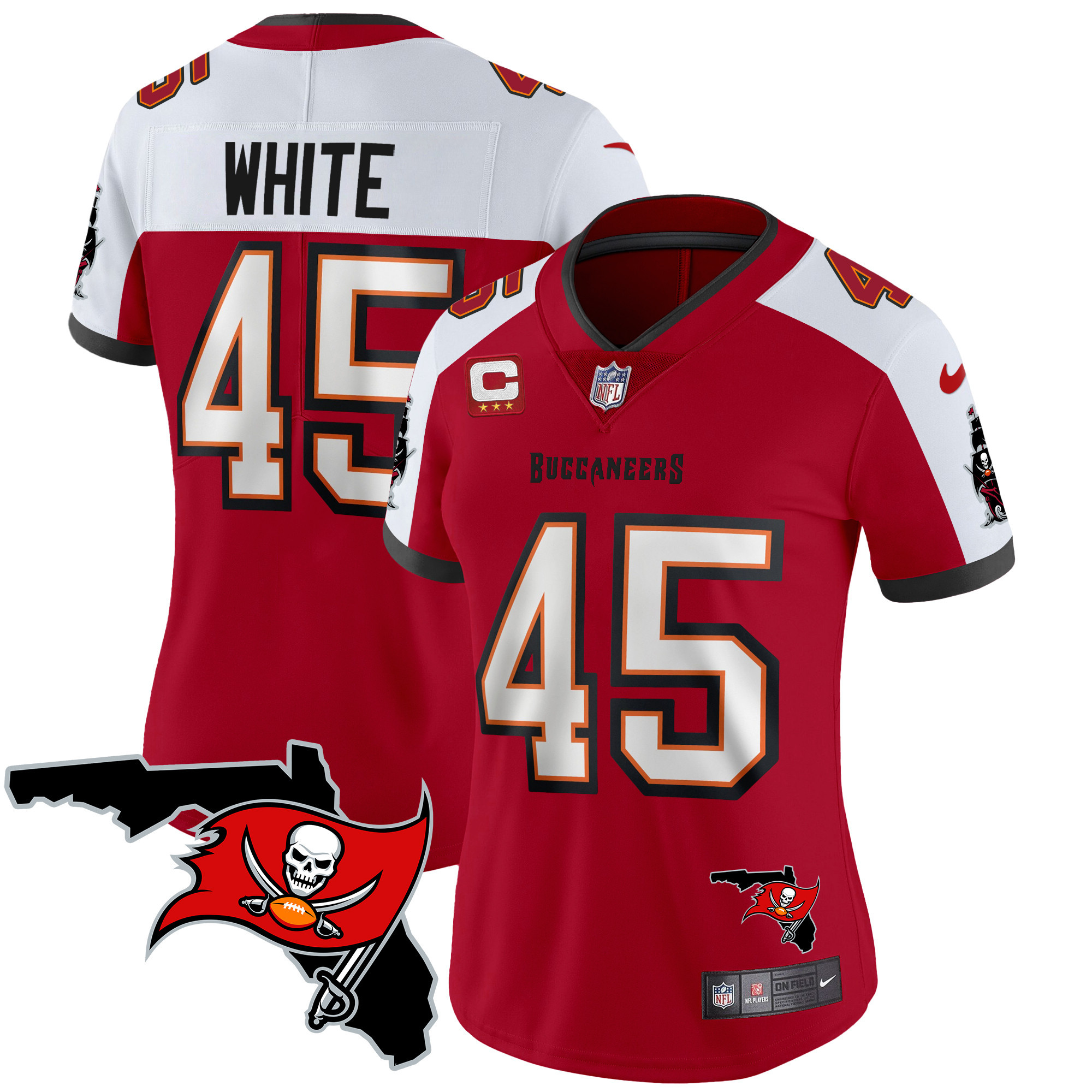 Devin White Women's Tampa Bay Buccaneers Florida Patch Vapor Limited Red Alternate Jersey - All Stitched 