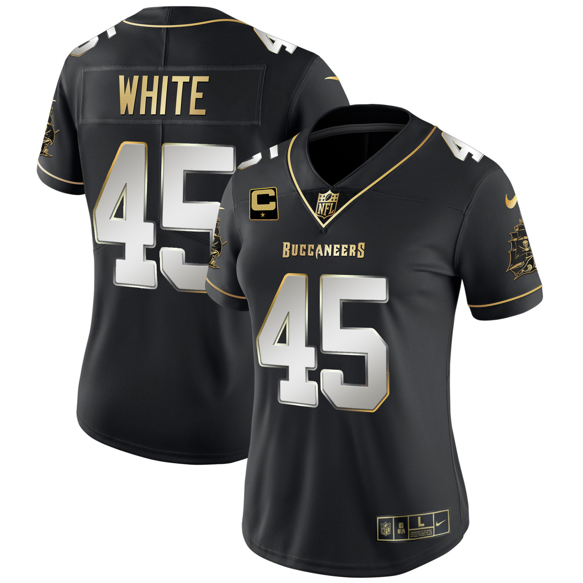 Devin White Women's Tampa Bay Buccaneers Vapor Gold Black Limited Jersey - All Stitched 