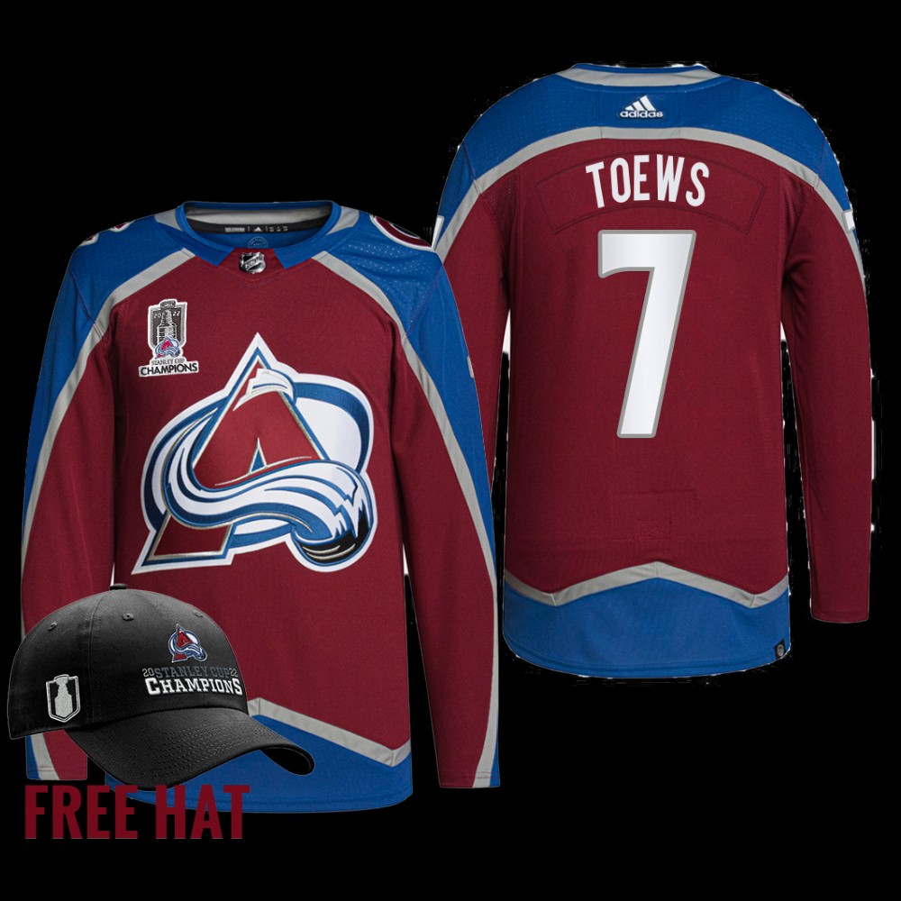 Devon Toews Colorado Avalanche 2022 Stanley Cup Champions Jersey Burgundy #7 Free Hat Uniform
