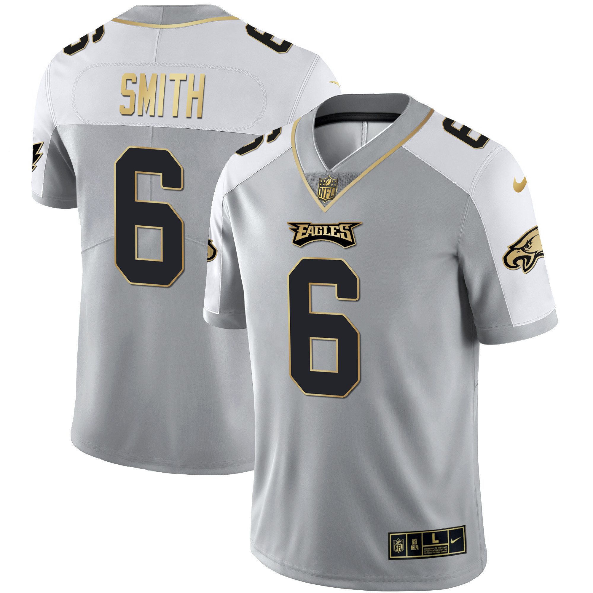 DeVonta Smith Men's Philadelphia Eagles Alternate Vapor Black Gold Limited Gray Gold Jersey - All Stitched