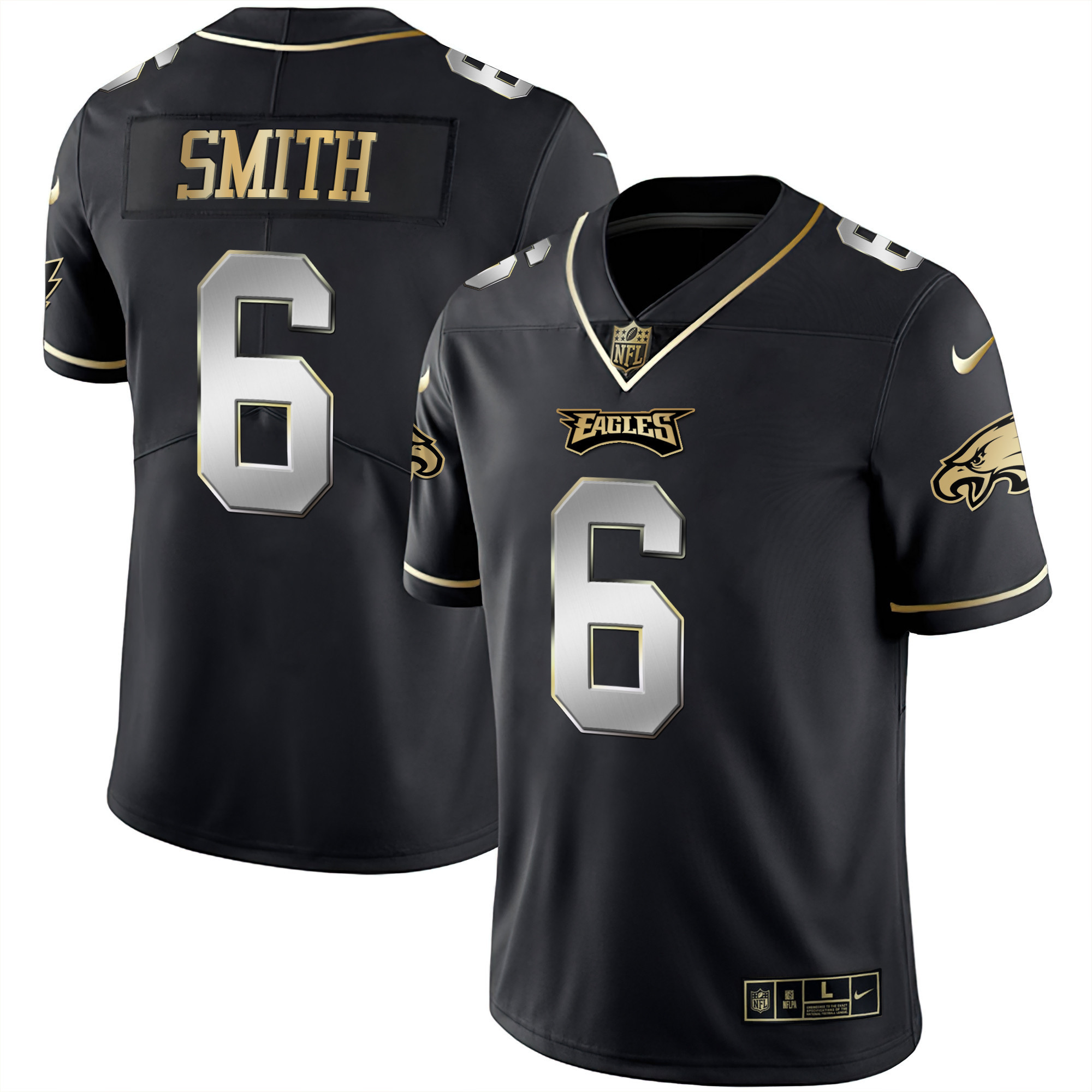 DeVonta Smith Men's Philadelphia Eagles Black Silver Limited Jersey - All Stitched