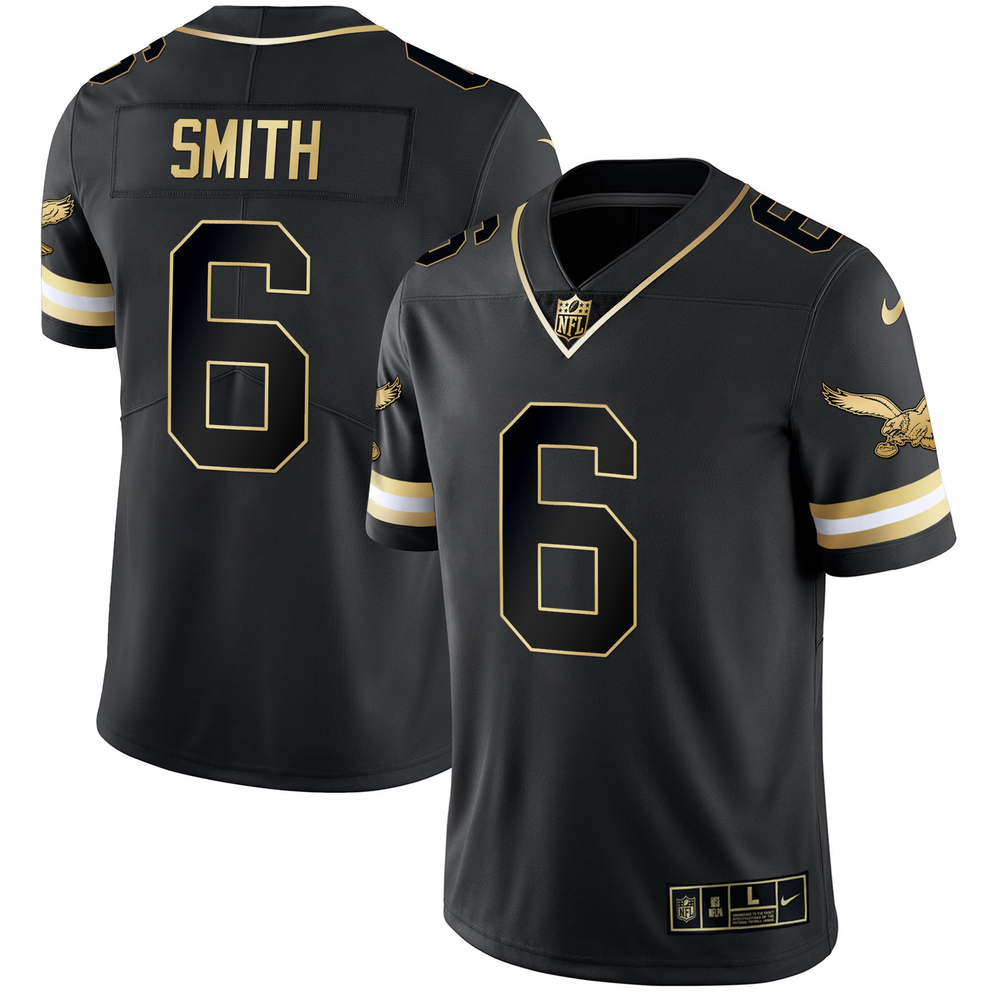 DeVonta Smith Men's Philadelphia Eagles Gold & Kelly Vapor Throwback Black Gold Jersey - All Stitched