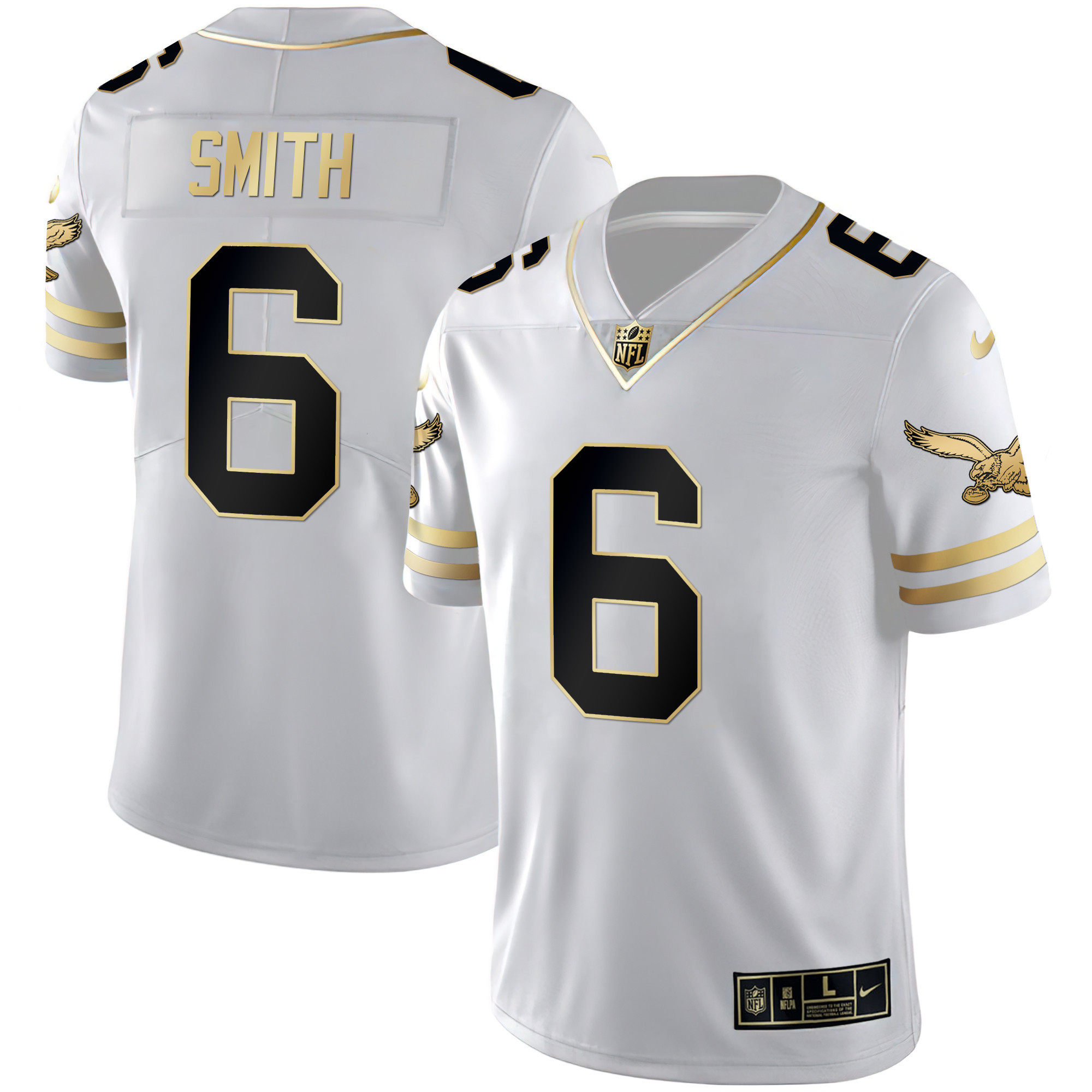 DeVonta Smith Men's Philadelphia Eagles Gold & Kelly Vapor Throwback White Gold Jersey - All Stitched