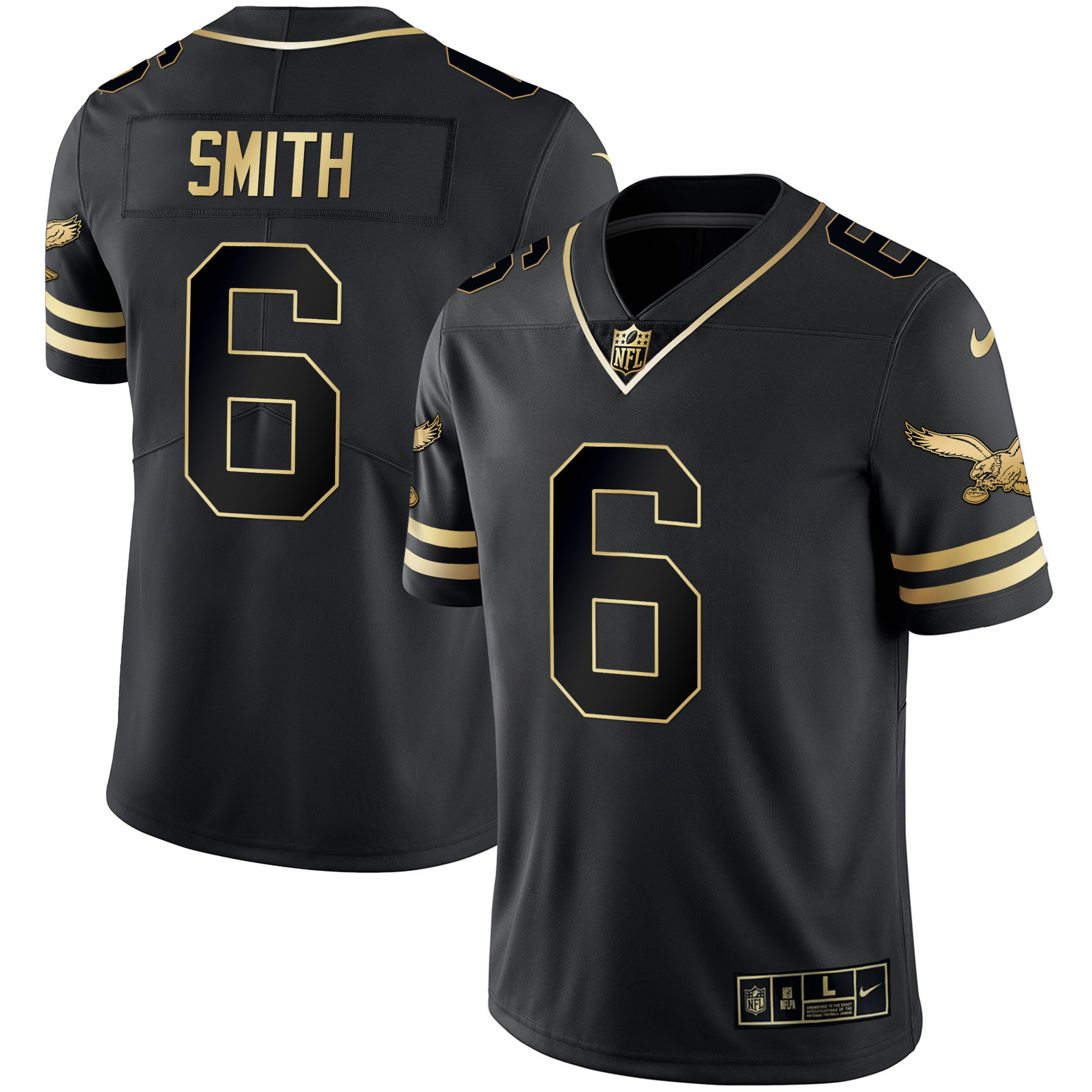 DeVonta Smith Men's Philadelphia Eagles Gold & Kelly Vapor V2 Black Gold Jersey - All Stitched