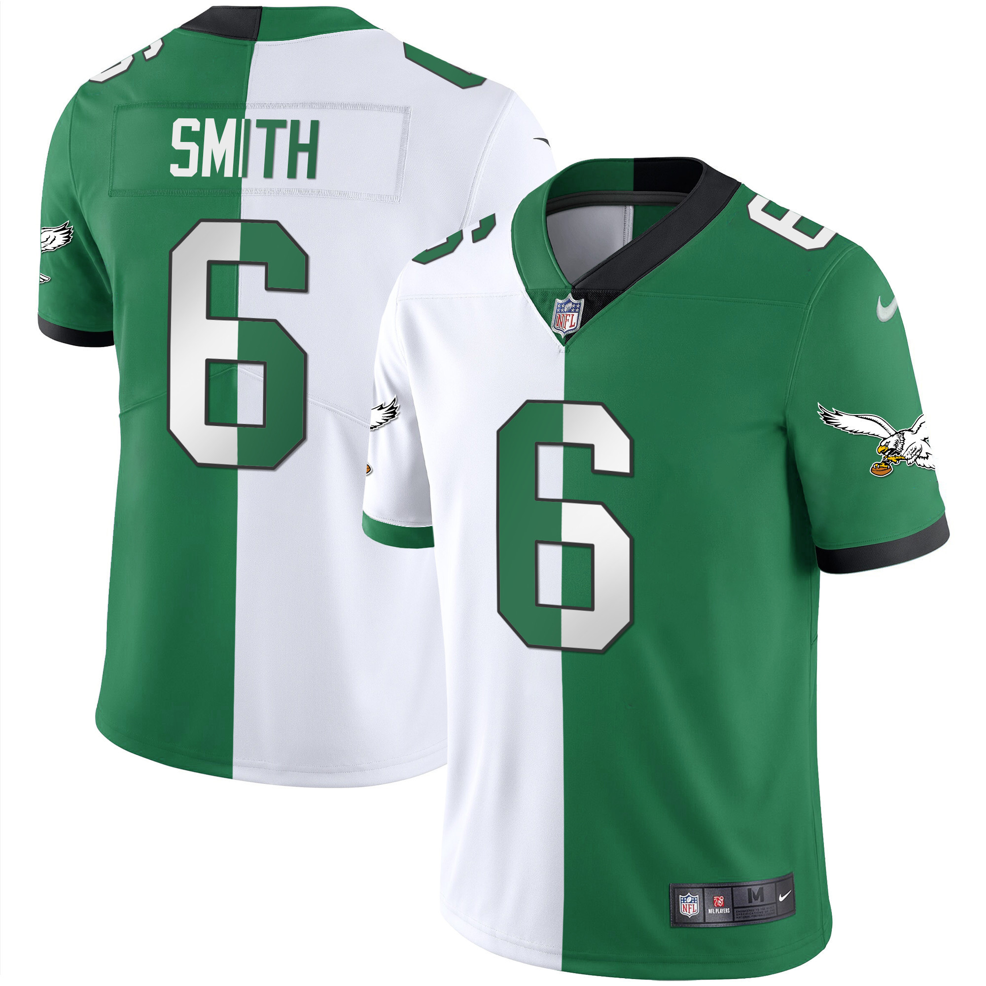 DeVonta Smith Men's Philadelphia Eagles Gold & Kelly Vapor V2 Split Jersey - All Stitched