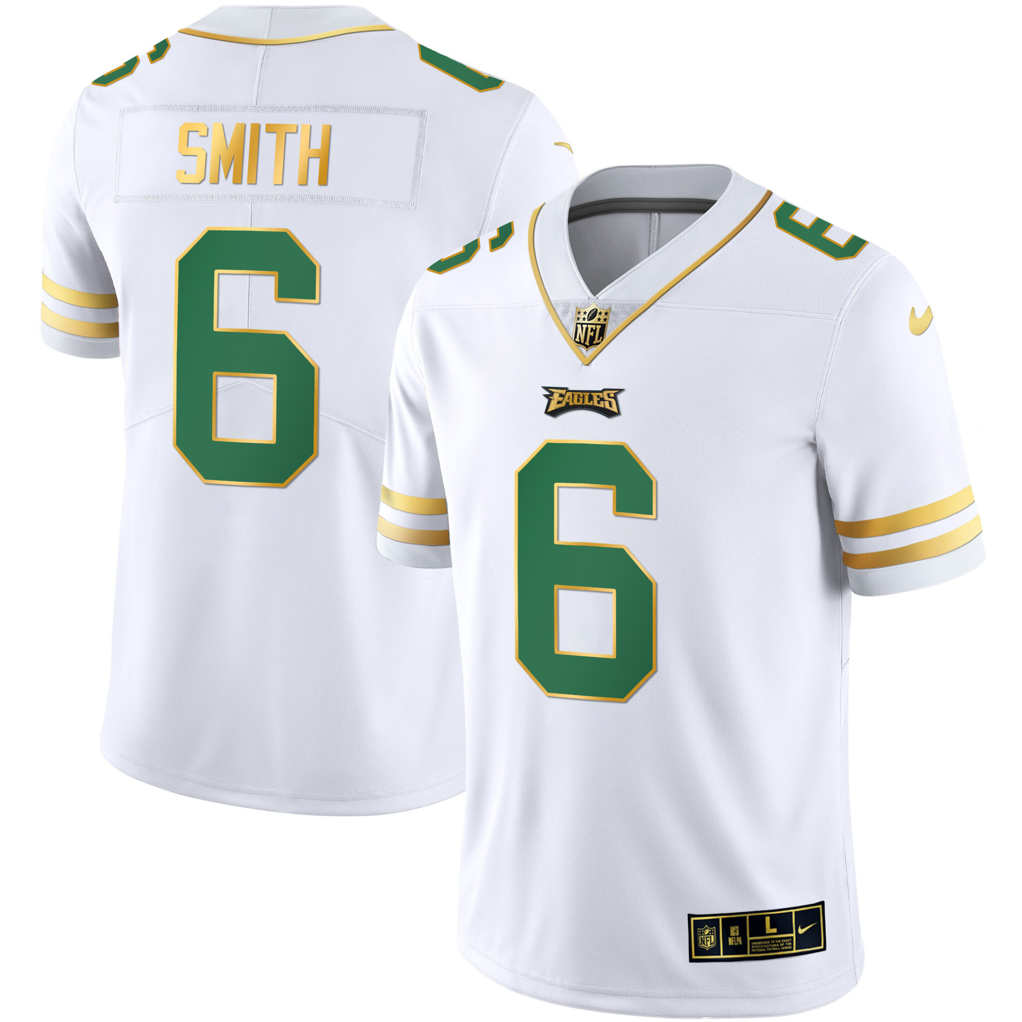 DeVonta Smith Men's Philadelphia Eagles Gold & Kelly Vapor V3 Kelly White Jersey - All Stitched