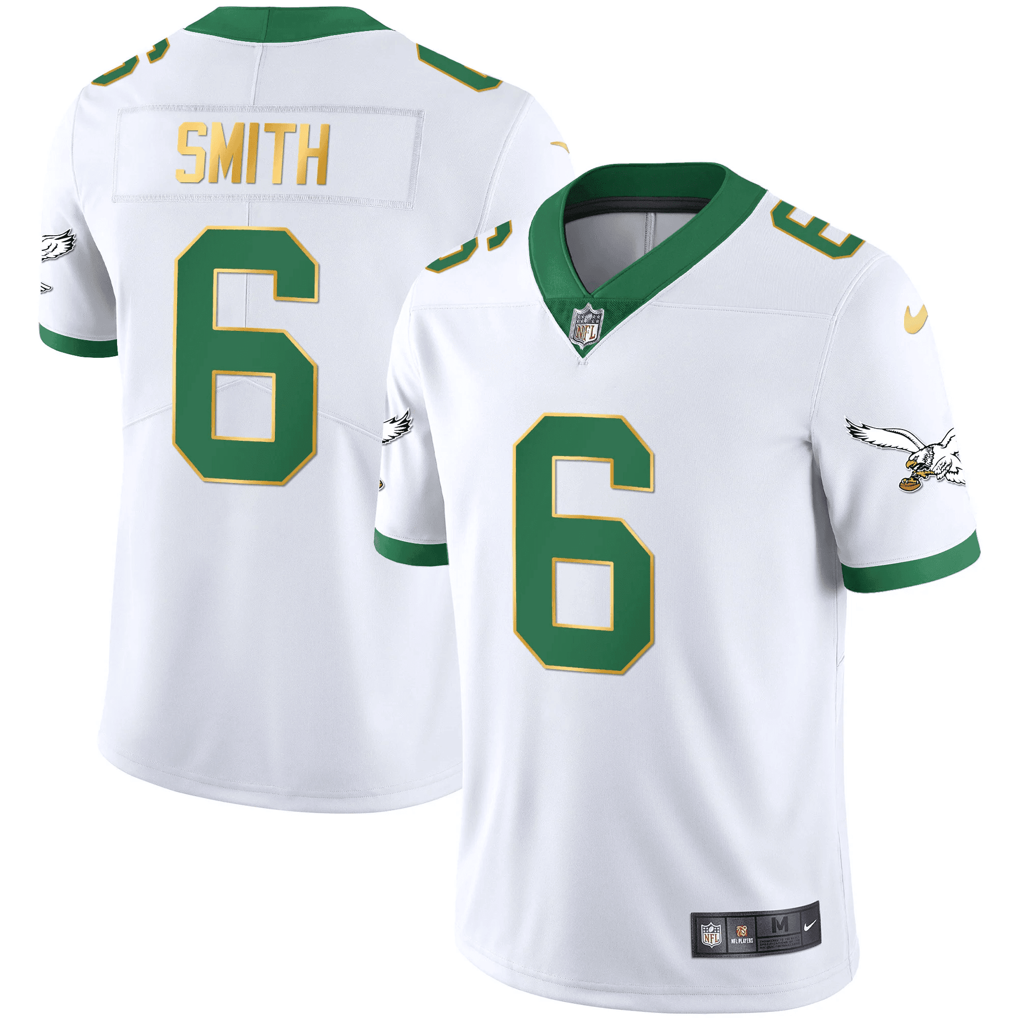 DeVonta Smith Men's Philadelphia Eagles Kelly Green Gold White Gold Trim Jersey - All Stitched