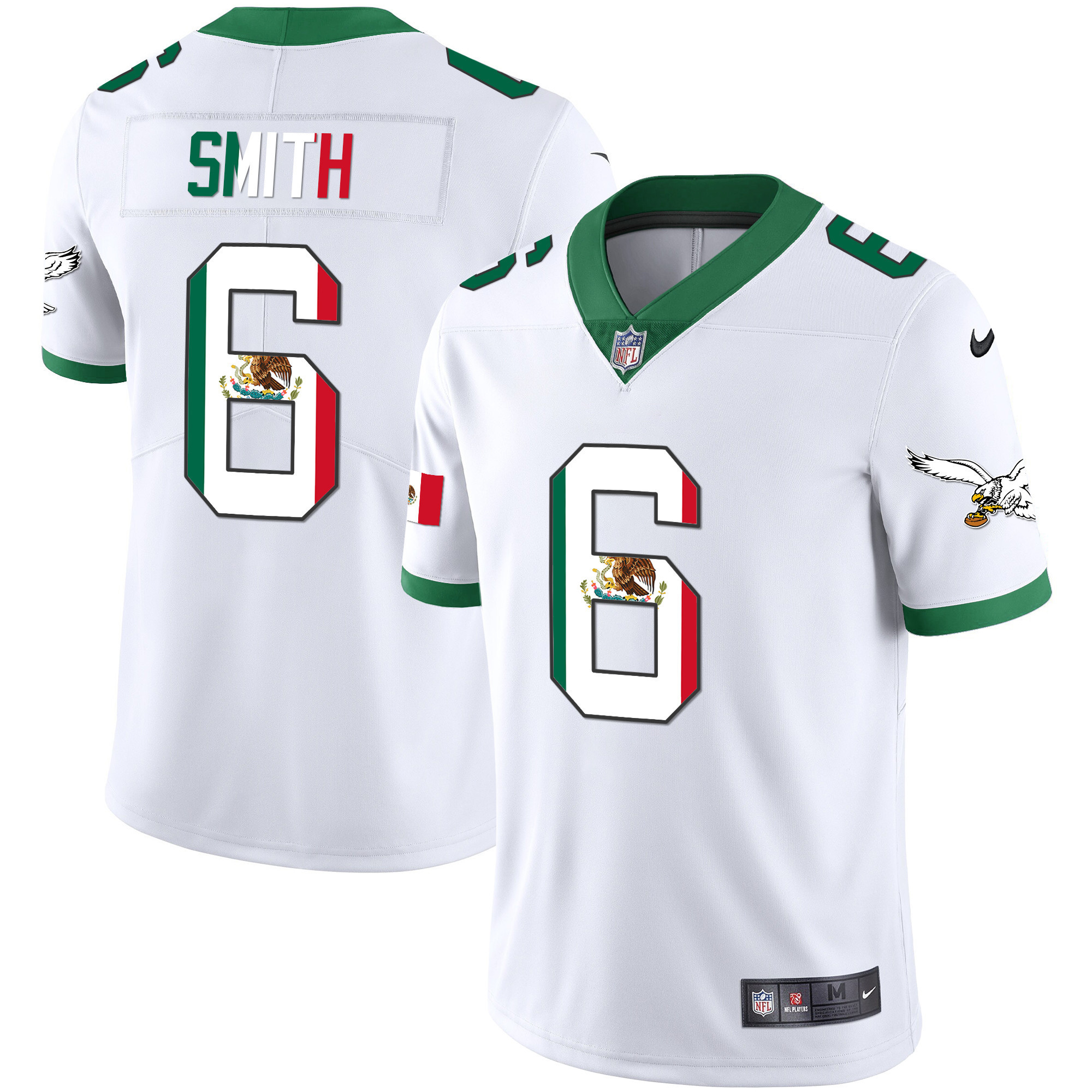 DeVonta Smith Men's Philadelphia Eagles Mexico Gold & Kelly Vapor Kelly White Jersey - All Stitched