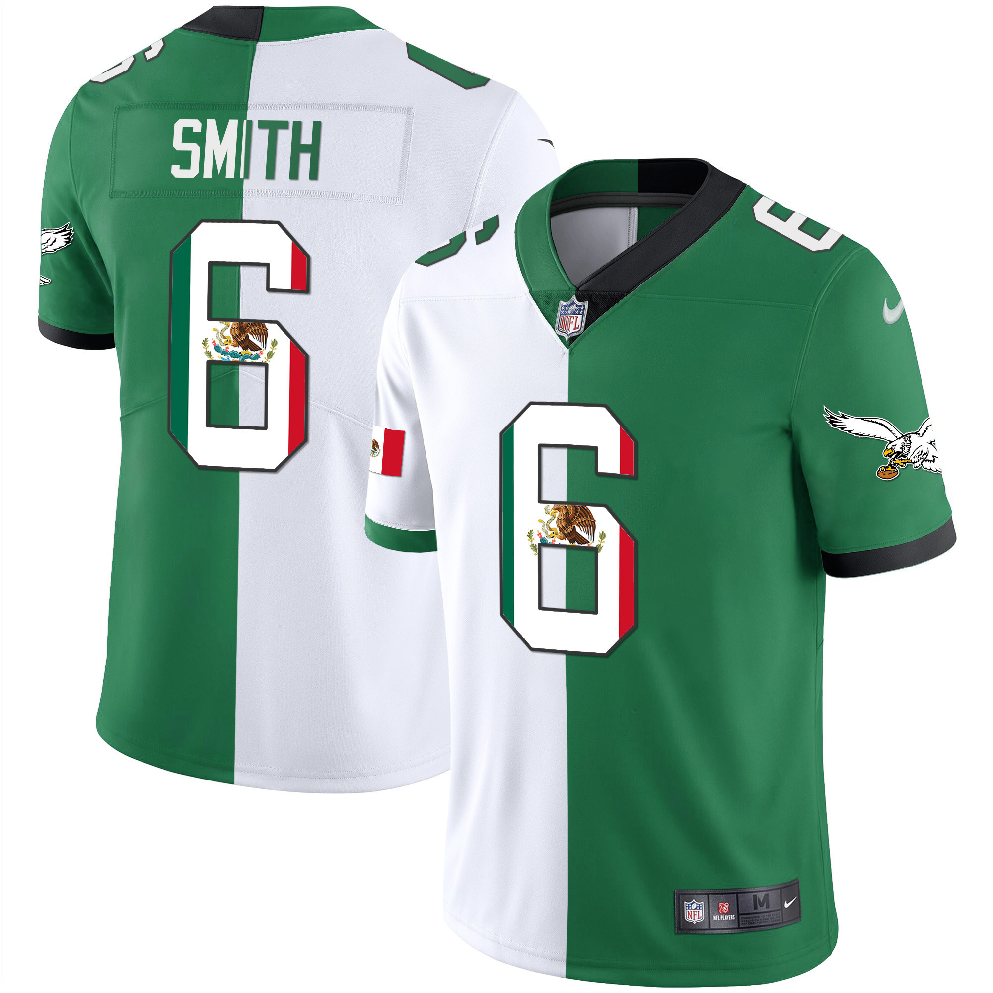 DeVonta Smith Men's Philadelphia Eagles Mexico Gold & Kelly Vapor Split Jersey - All Stitched