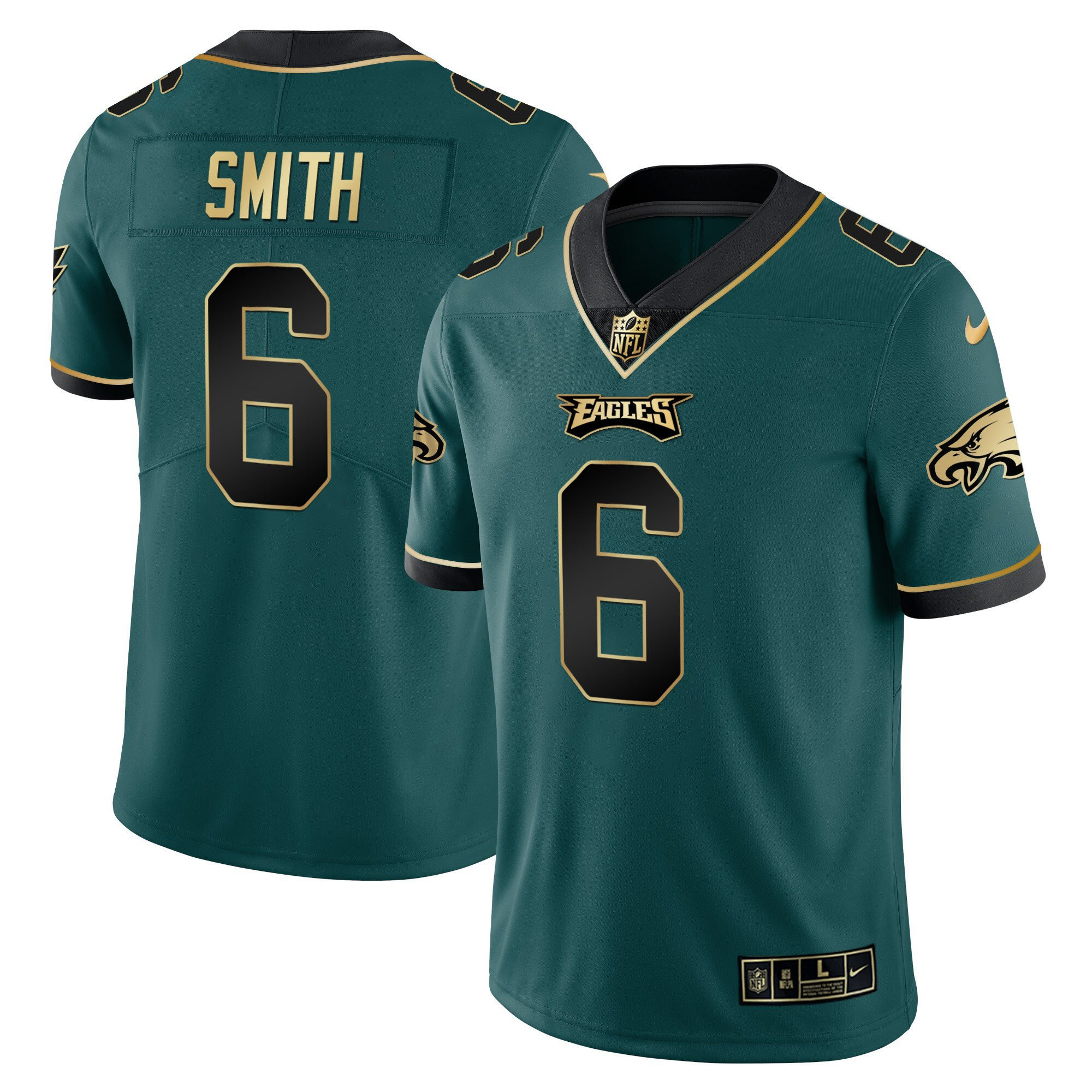 DeVonta Smith Philadelphia Eagles Vapor Black Midnight Green Gold Limited Jersey - All Stitched