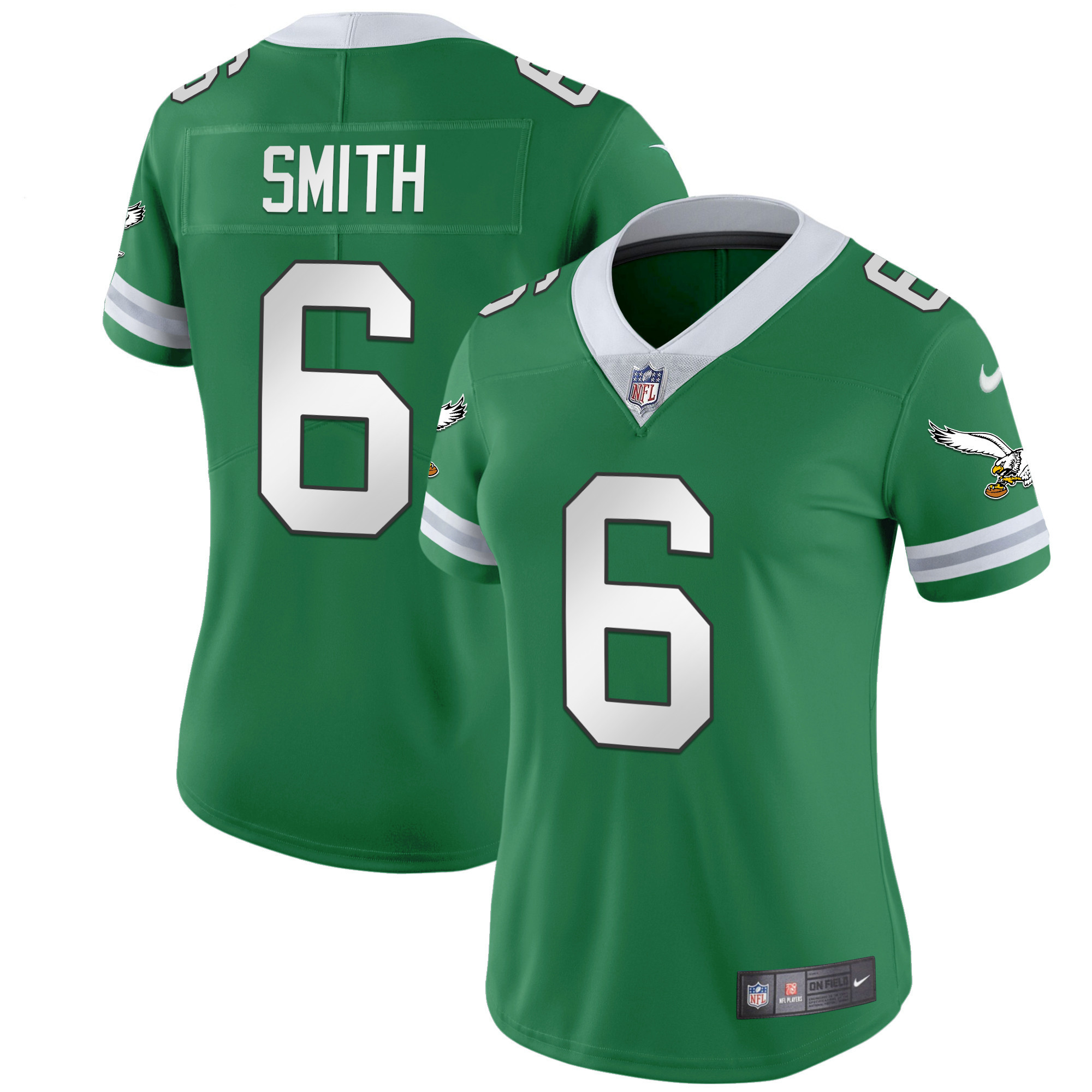 DeVonta Smith Women's Philadelphia Eagles Gold & Kelly Vapor Throwback Kelly Green Jersey - All Stitched