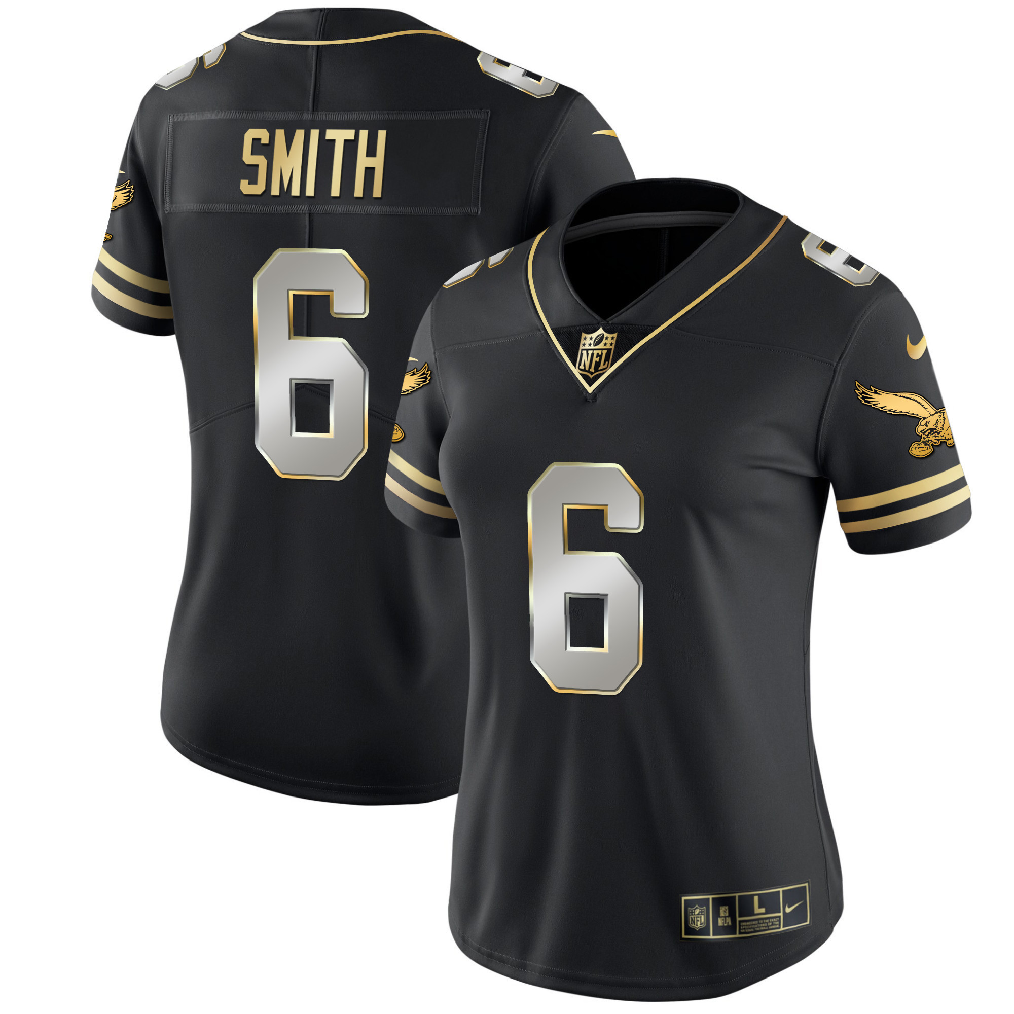 DeVonta Smith Women's Philadelphia Eagles Gold & Kelly Vapor V2 Black Limited Jersey - All Stitched