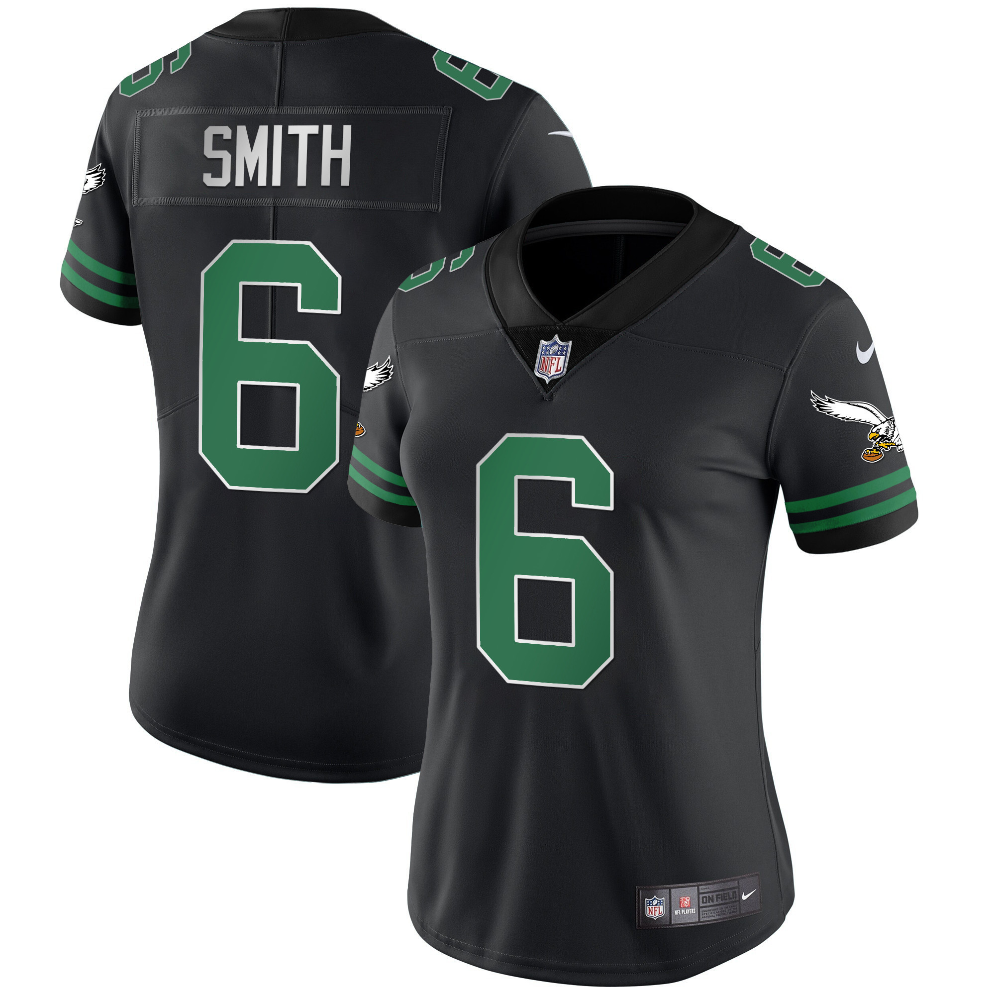 DeVonta Smith Women's Philadelphia Eagles Gold & Kelly Vapor V2 Kelly Black Jersey - All Stitched